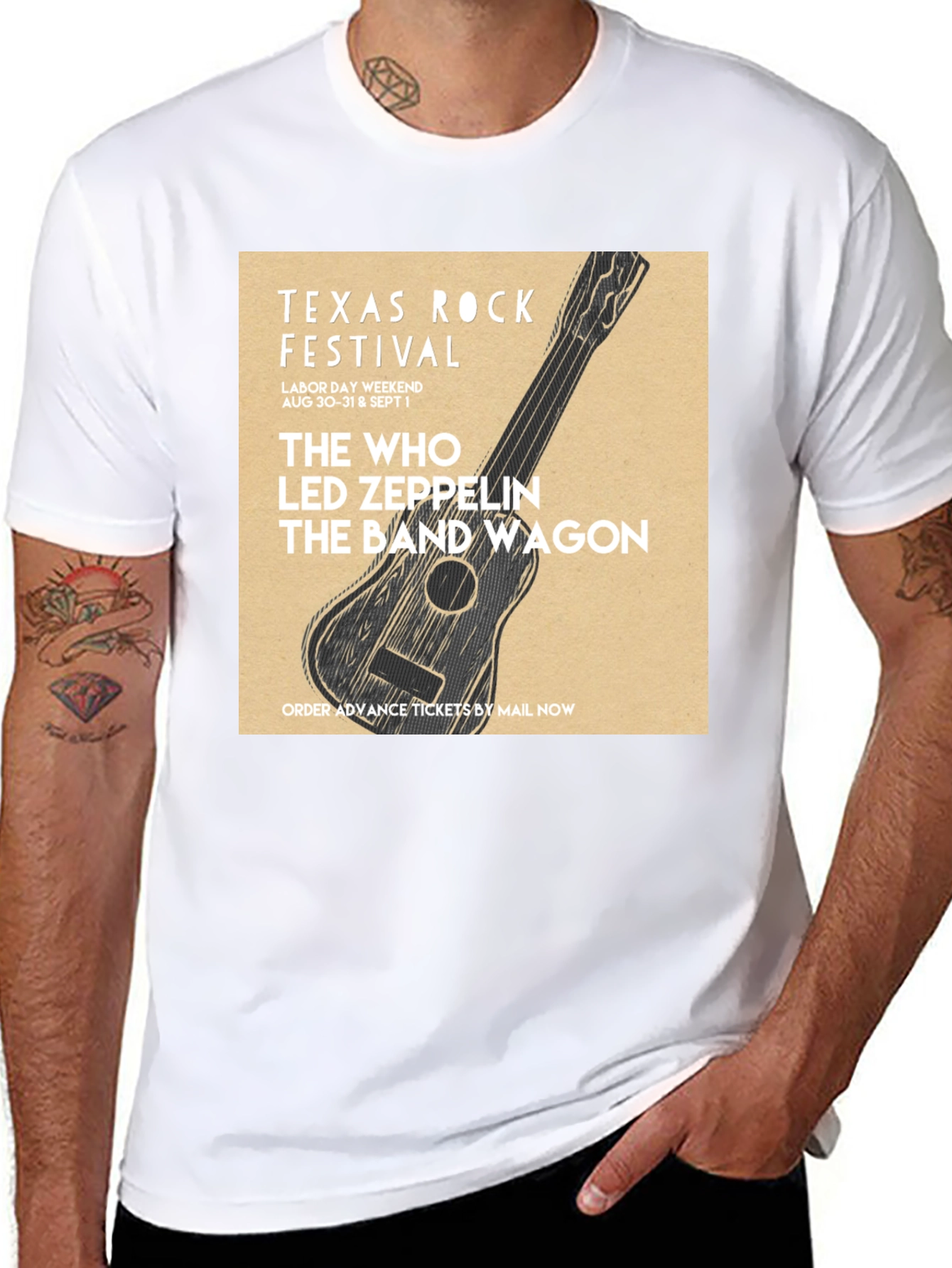 Black Texas Rock Festival T-Shirt: The Who, Led Zeppelin, Band Wagon view 8
