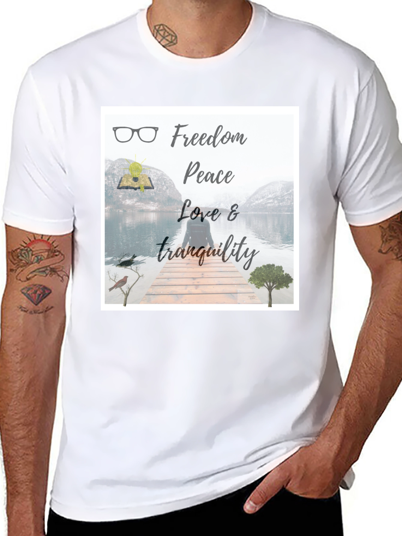 Black Freedom & Peace T-Shirt: Nature Inspired Design view 8
