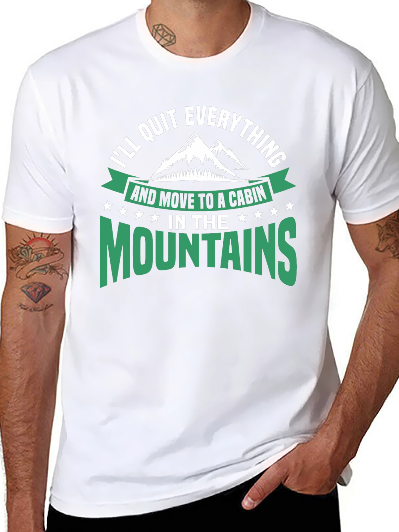 Black Cabin in the Mountains Graphic T-Shirt view 8