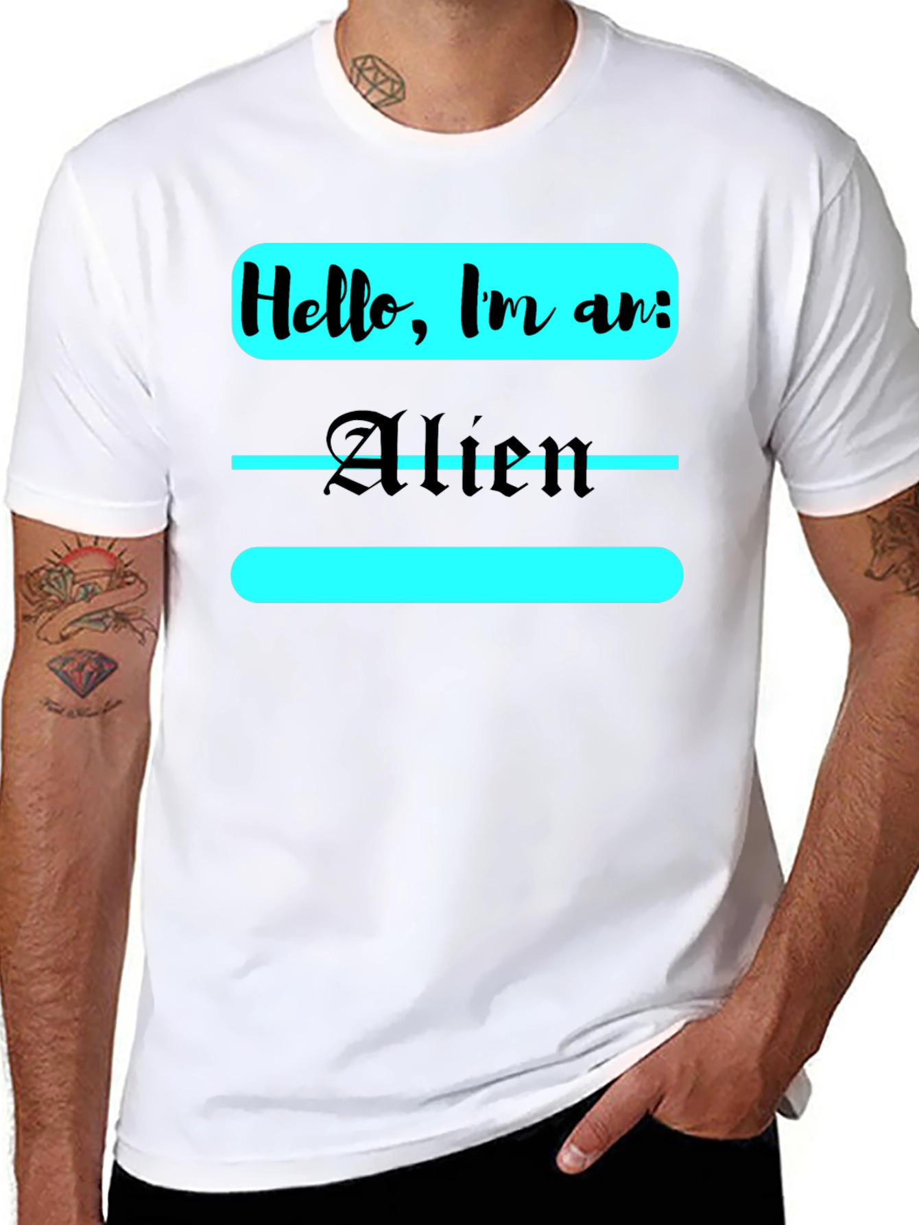 Black Hello, I'm an Alien T-Shirt view 8