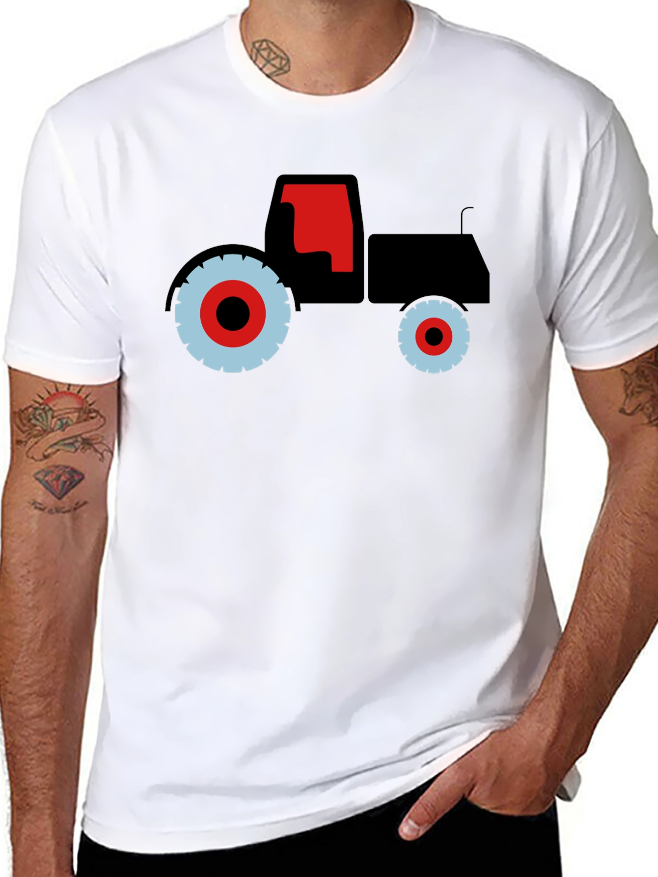 Black Tractor Graphic Tee - Bold Farm Vehicle Design view 8