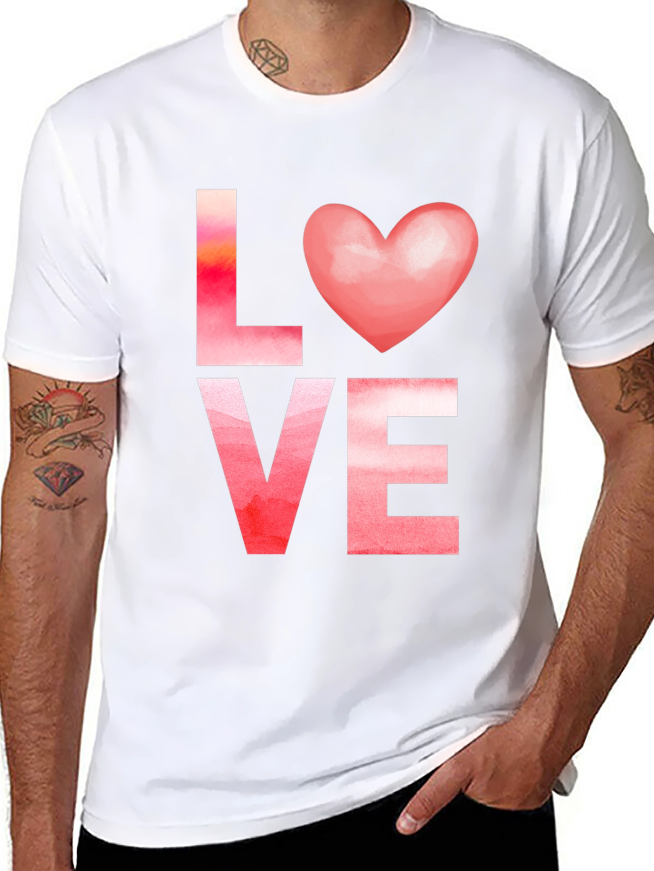 Black Love Heart Valentine T-Shirt view 8