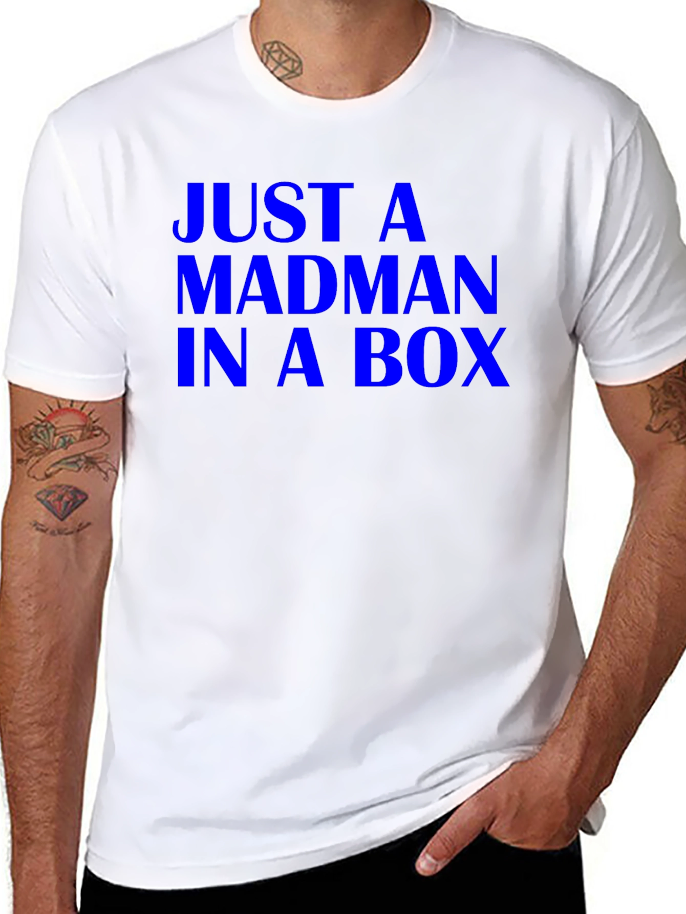 Black Just a Madman in a Box Tee - Black Cotton T-Shirt view 8