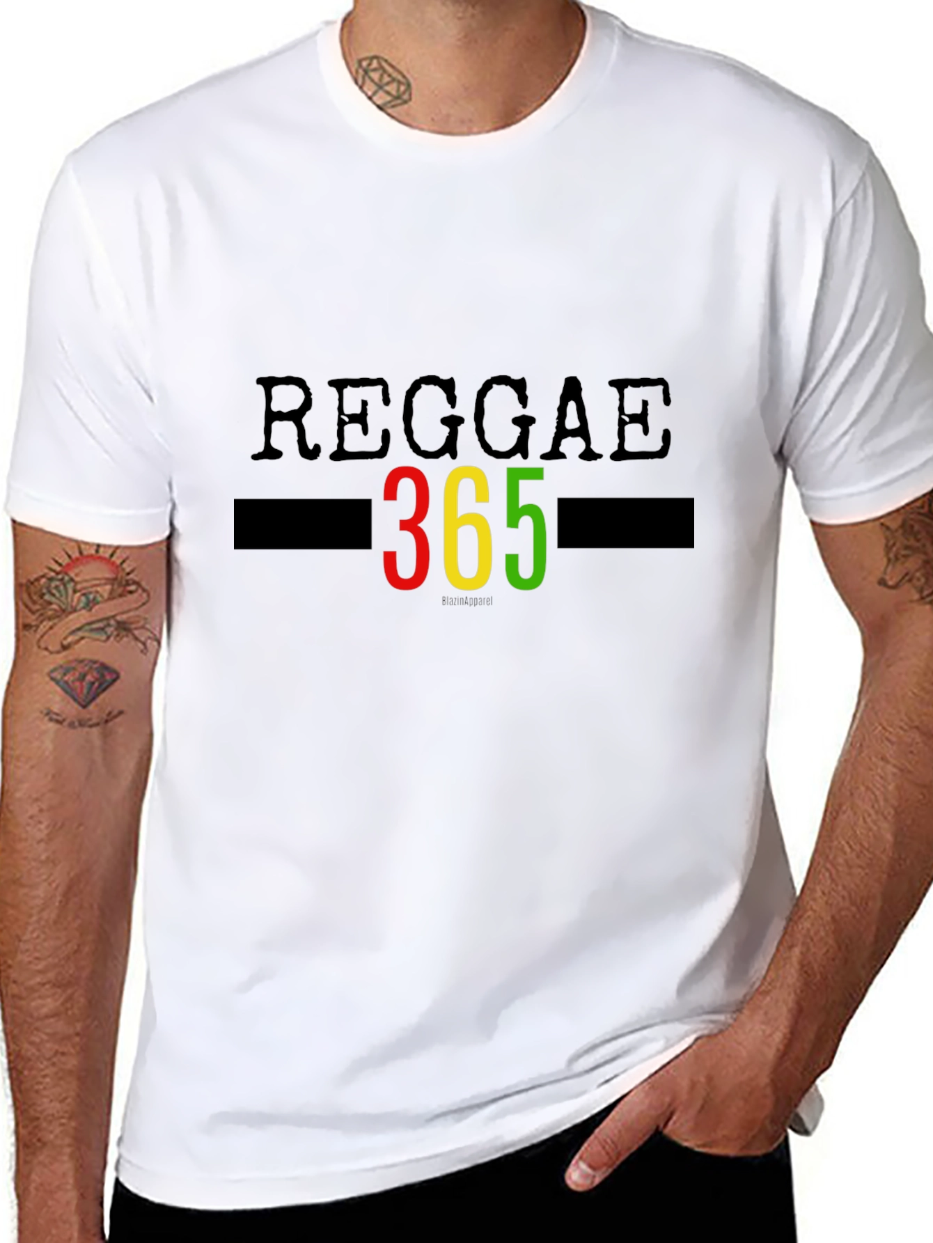Black Reggae 365 T-Shirt Black Graphic Tee view 8