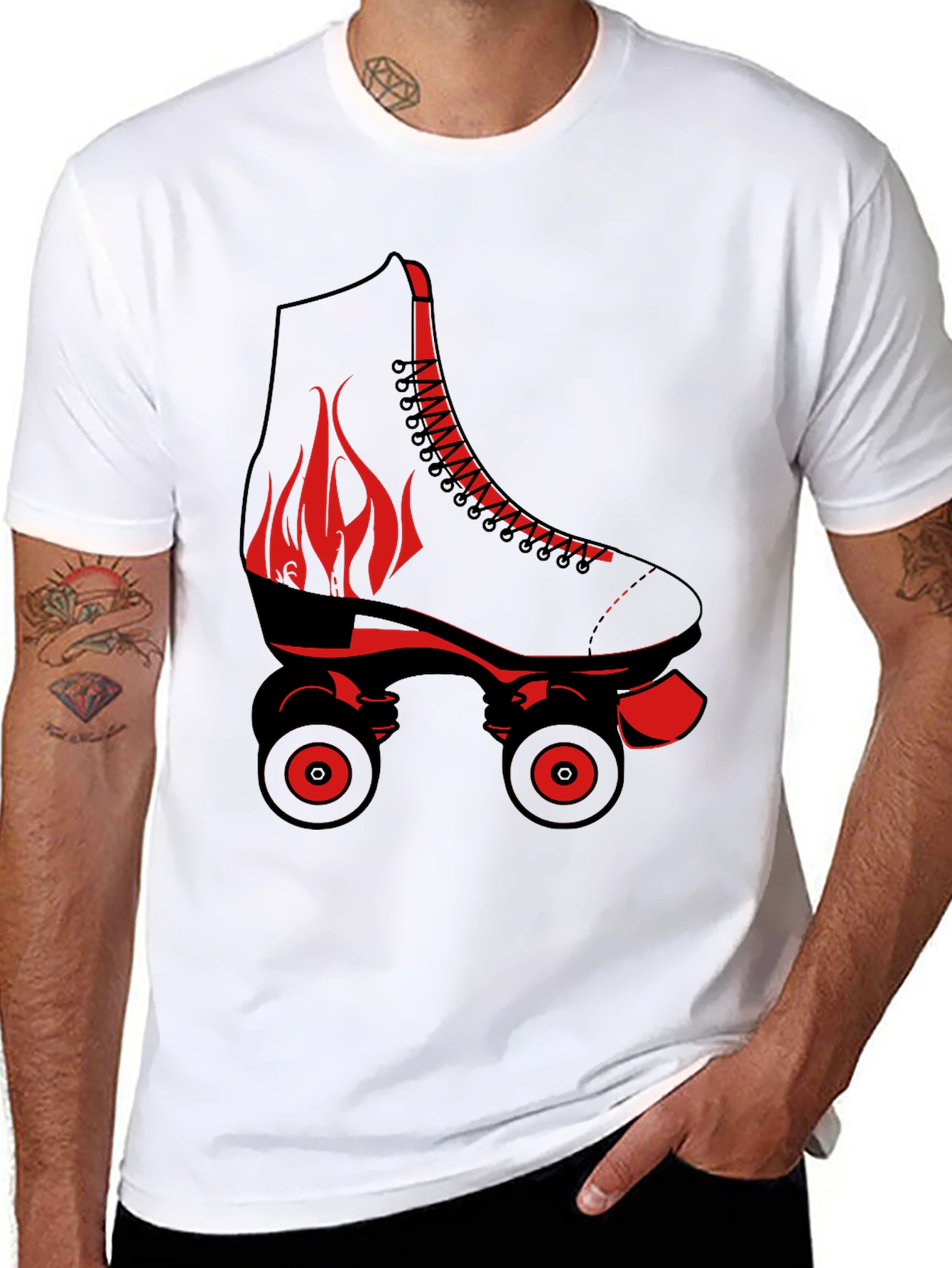 Black Retro Roller Skate Graphic Tee view 8