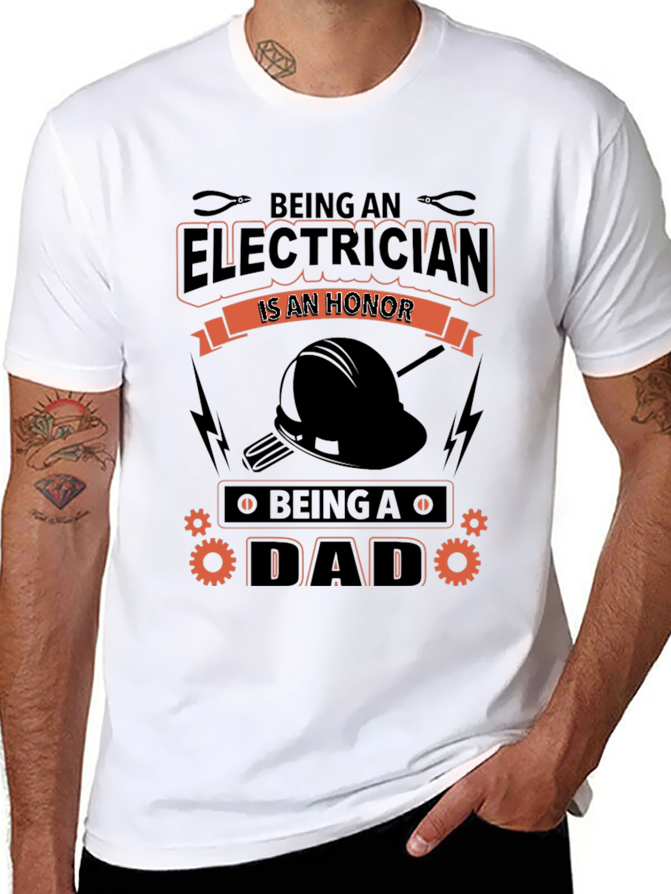 Black Electrician Dad Black T-Shirt view 8