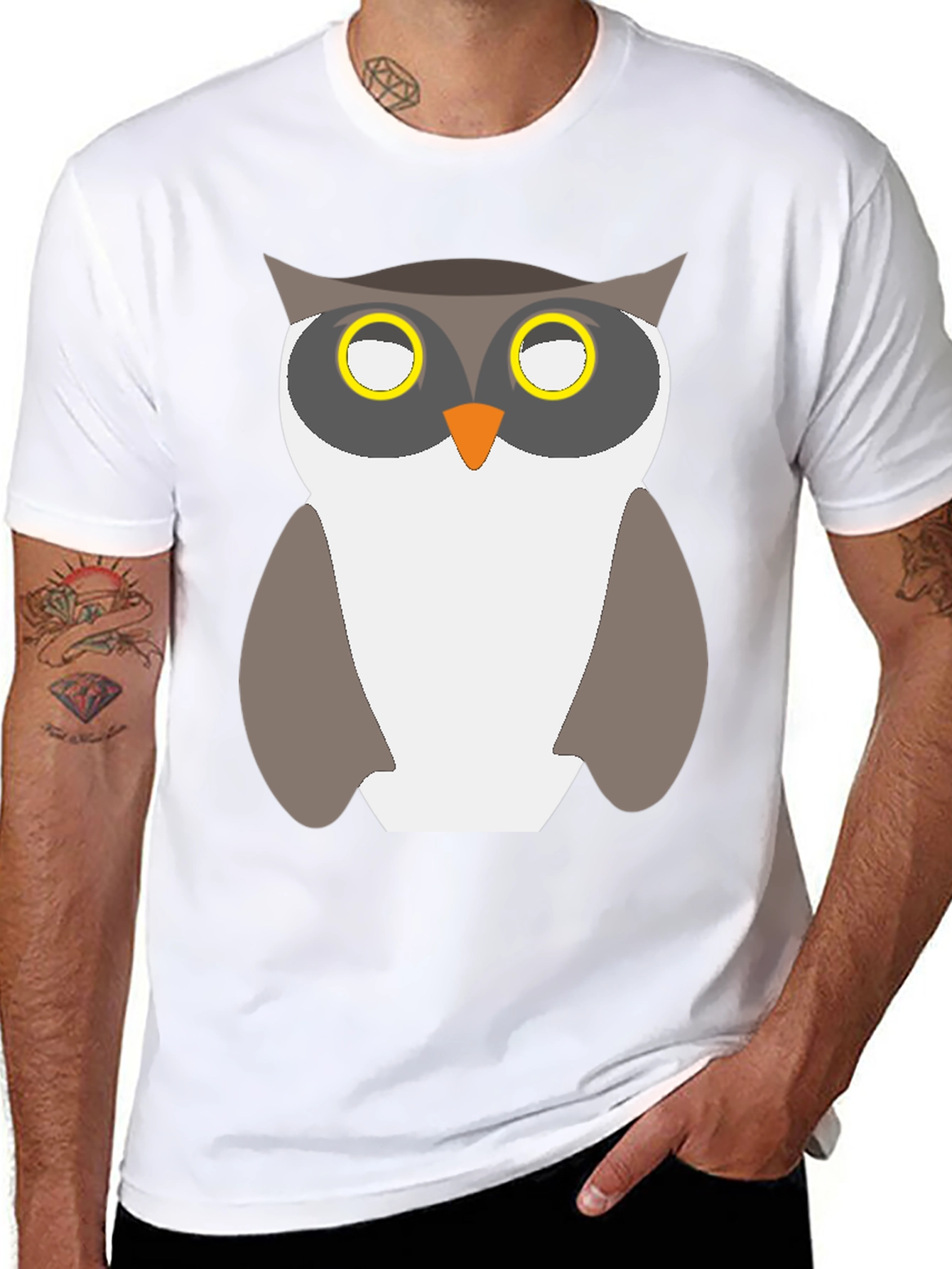 Black Owl Graphic Print Black T-Shirt view 8