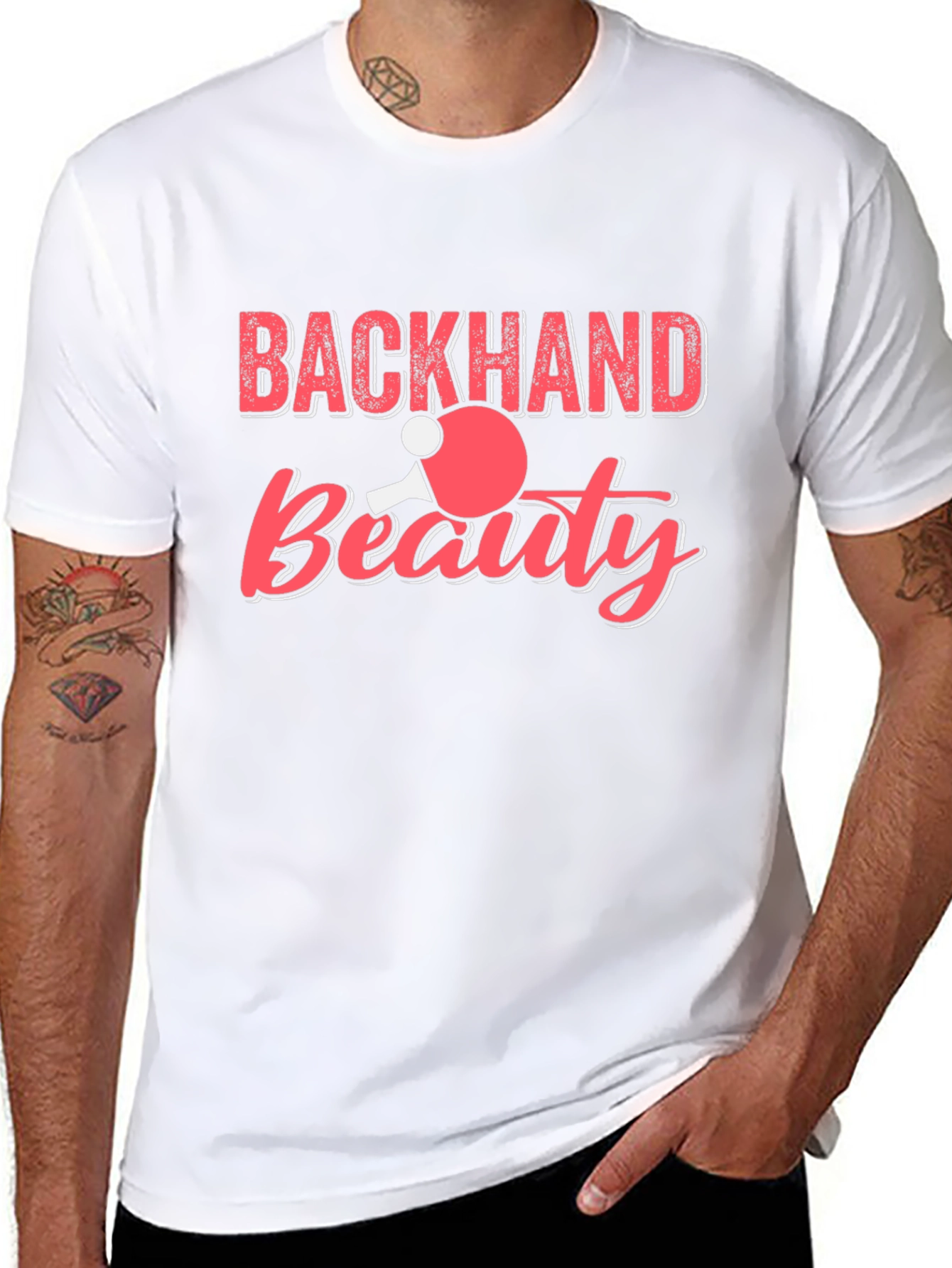 Black Backhand Beauty Table Tennis Graphic Tee view 8