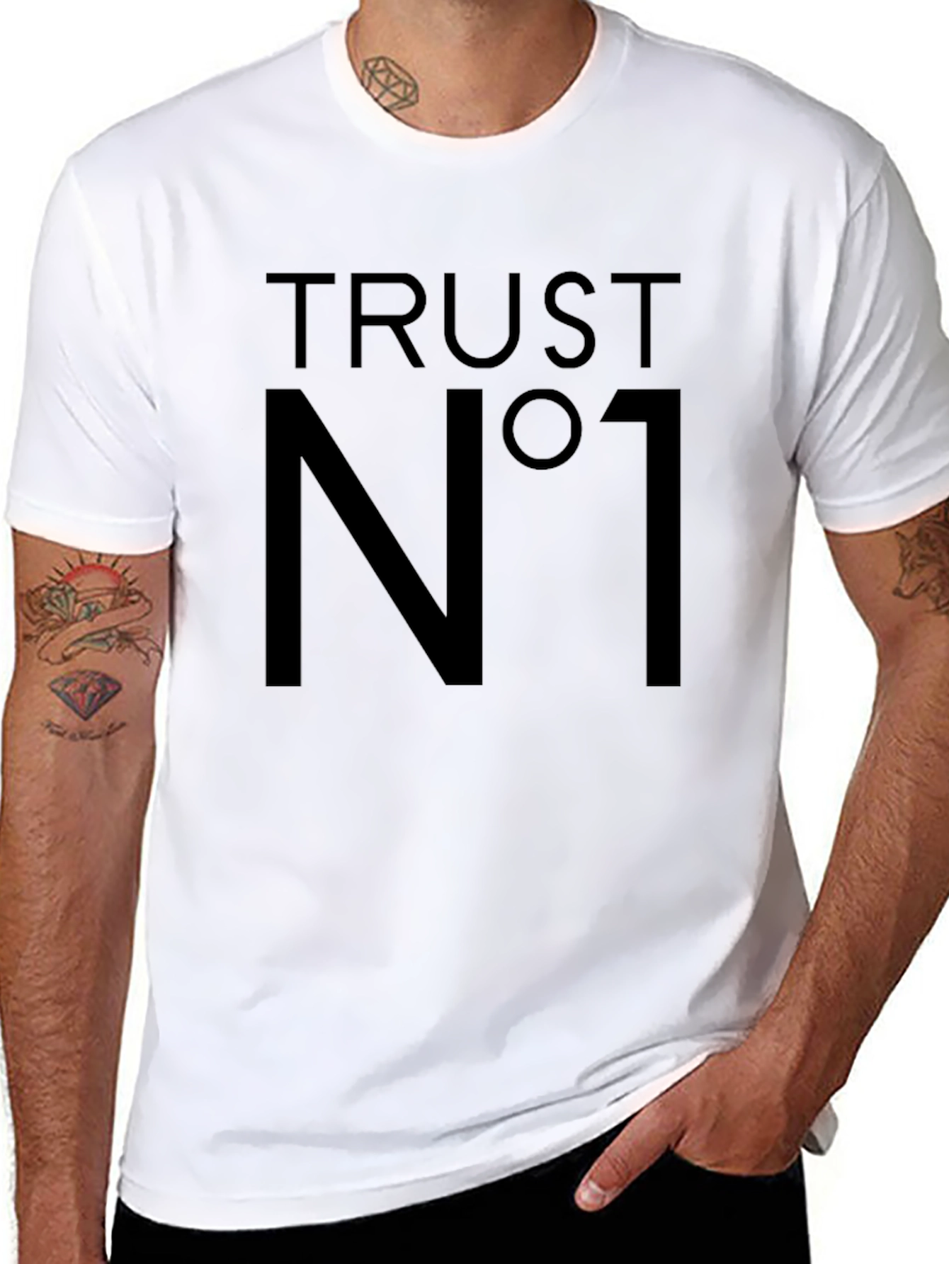 Black Trust No One Black Graphic Tee view 8