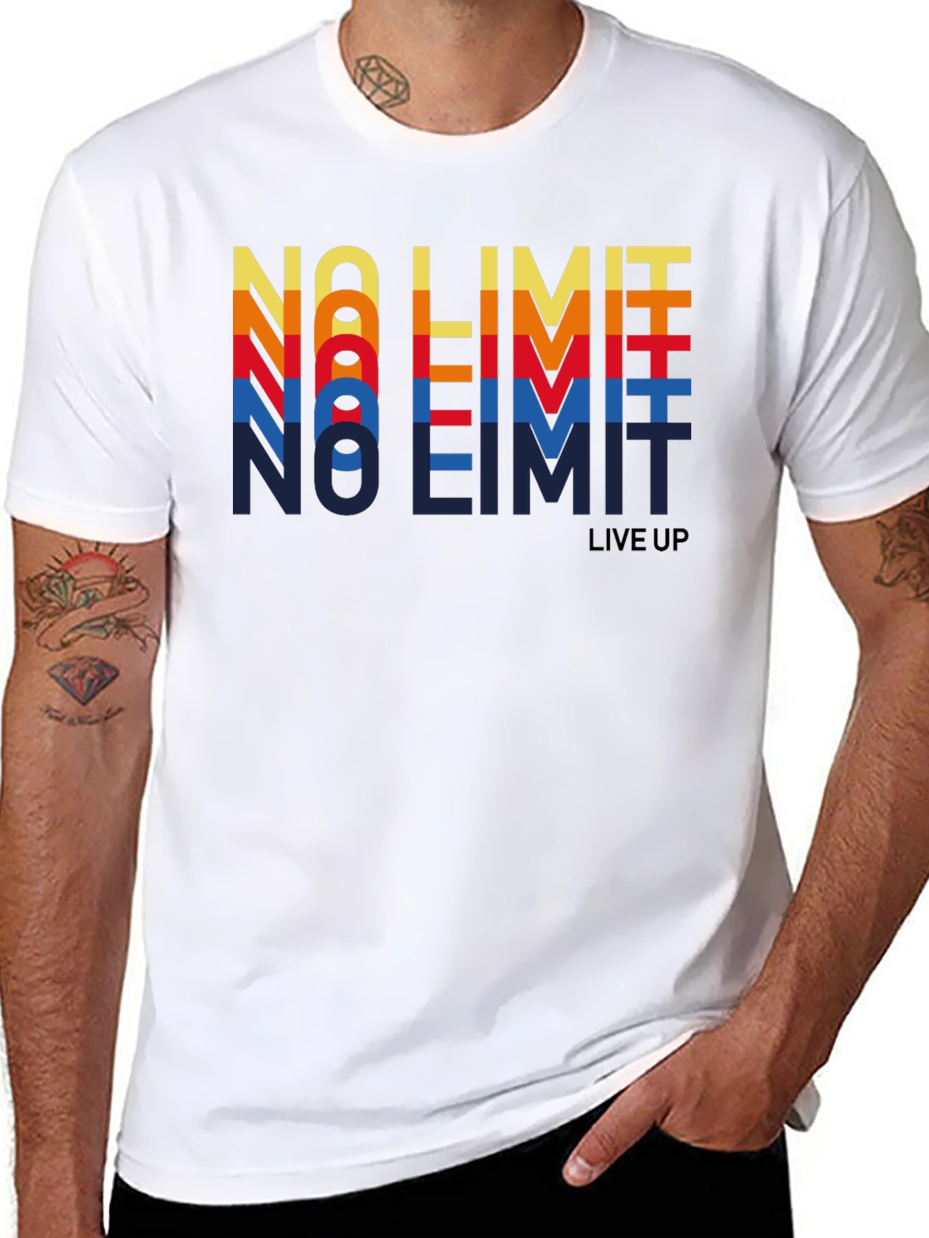 Black Retro "No Limit" Graphic Tee - Vintage Style Shirt view 8