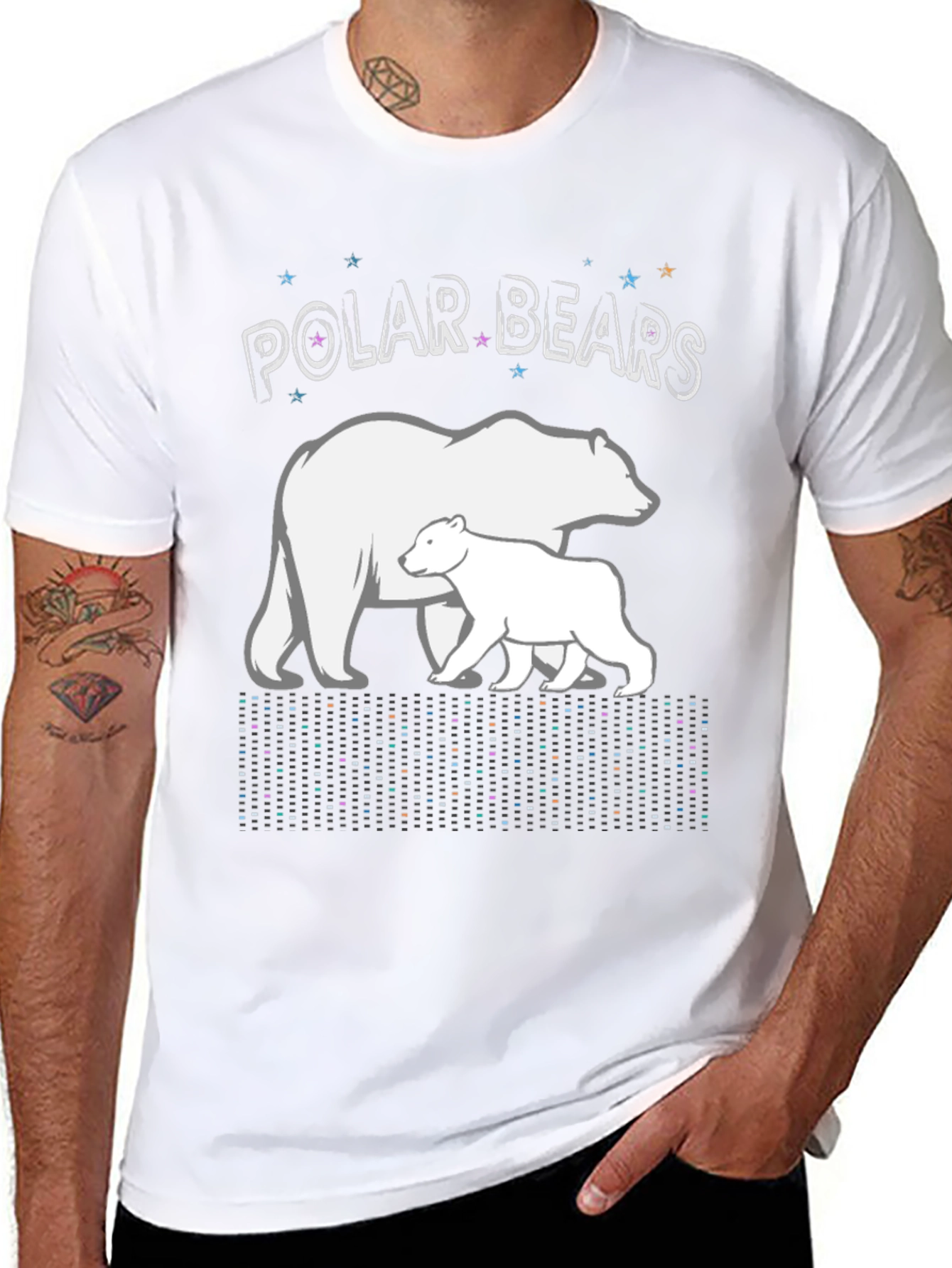 Black Polar Bears Graphic Print Black T-Shirt view 8