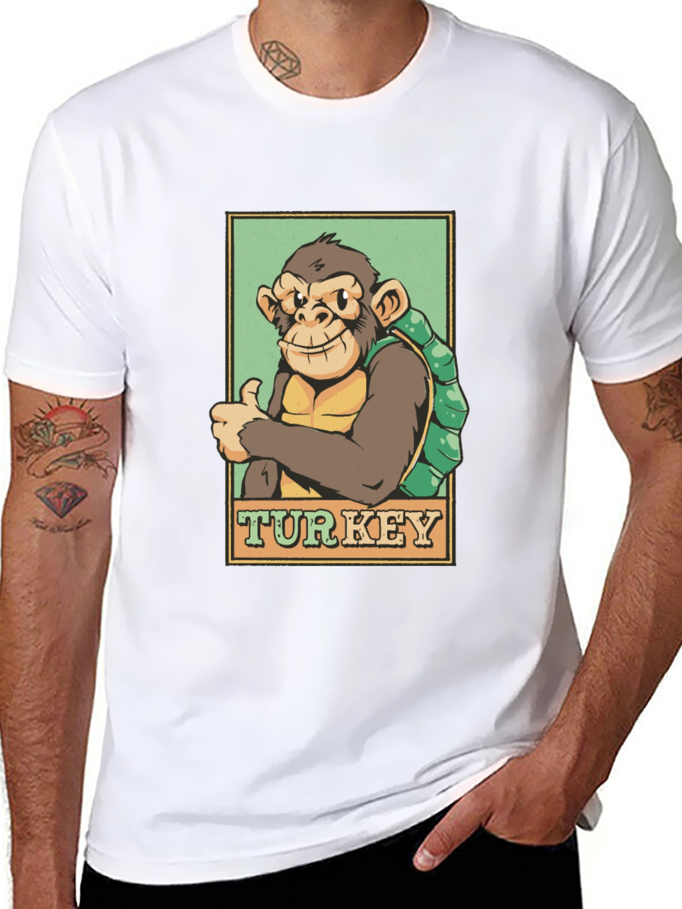 Black Monkey Turkey Graphic T-Shirt - Adventure Ready! view 8