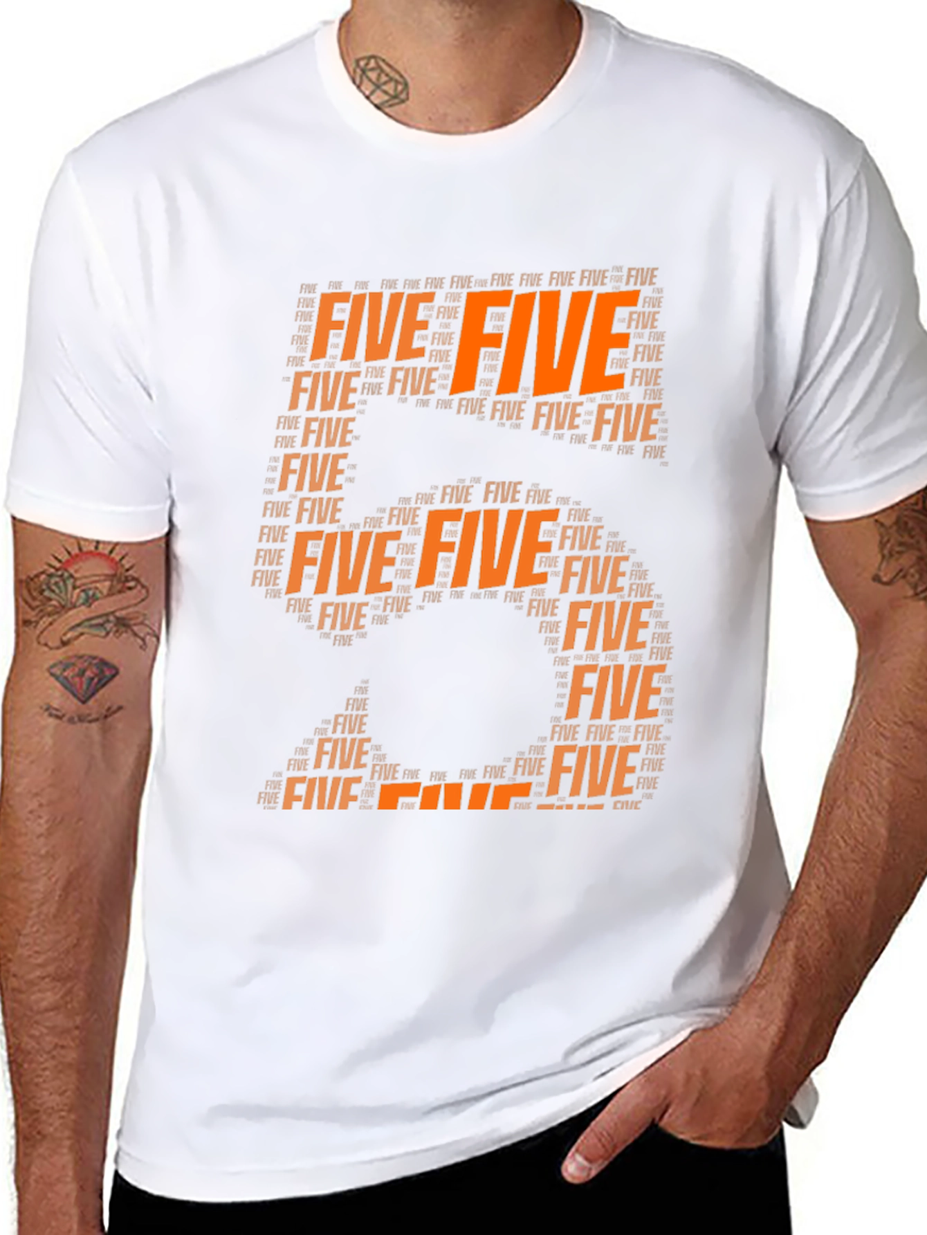 Black Five Typography Graphic Tee - Stylish Number T-Shirt view 8