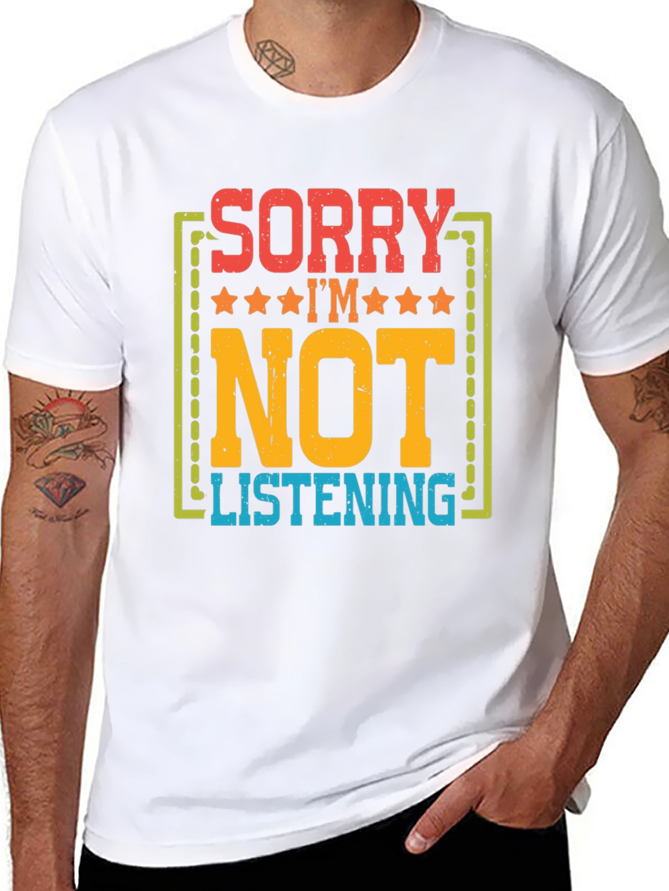 Black Sorry I'm Not Listening Graphic T-Shirt view 8
