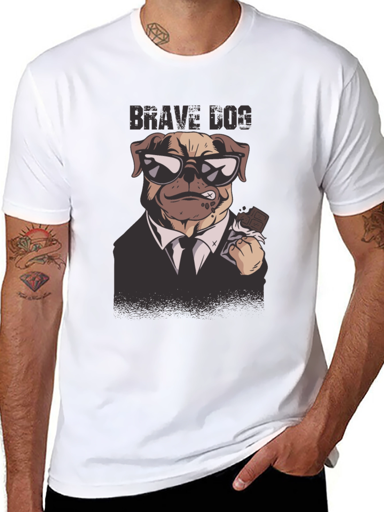 Black Brave Dog Graphic Tee - Cool Canine Design view 8