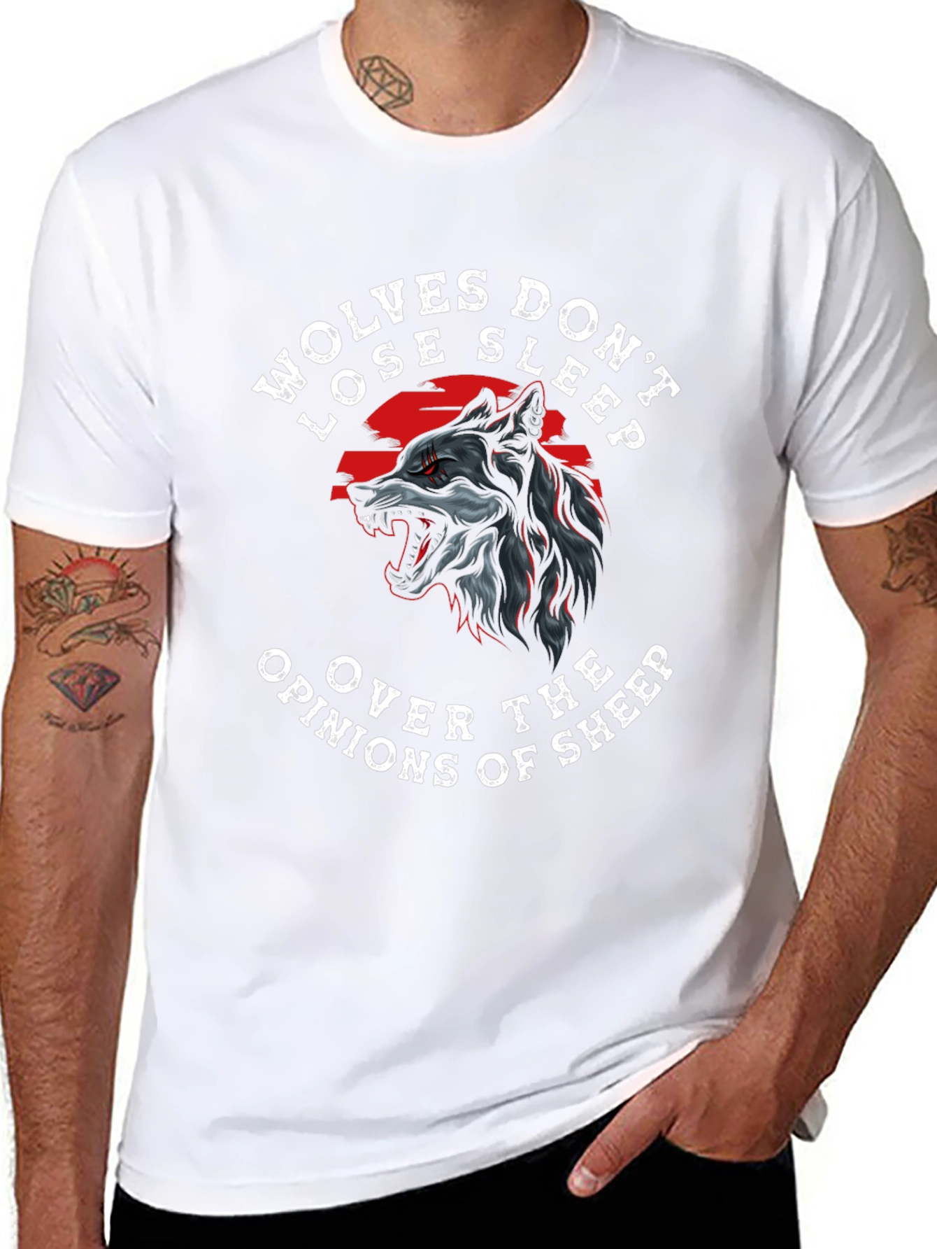 Black Wolves Don't Lose Sleep Graphic Tee - Black view 8