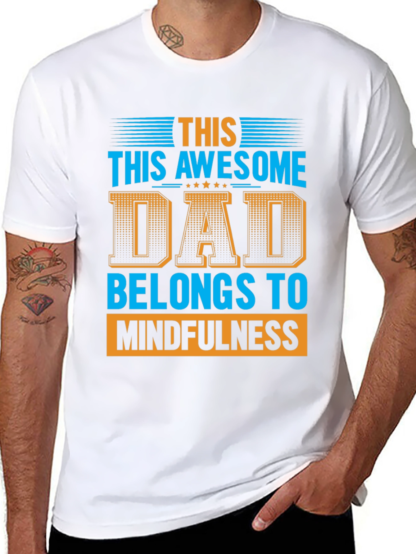 Black Awesome Dad Belongs to Mindfulness Graphic T-Shirt view 8