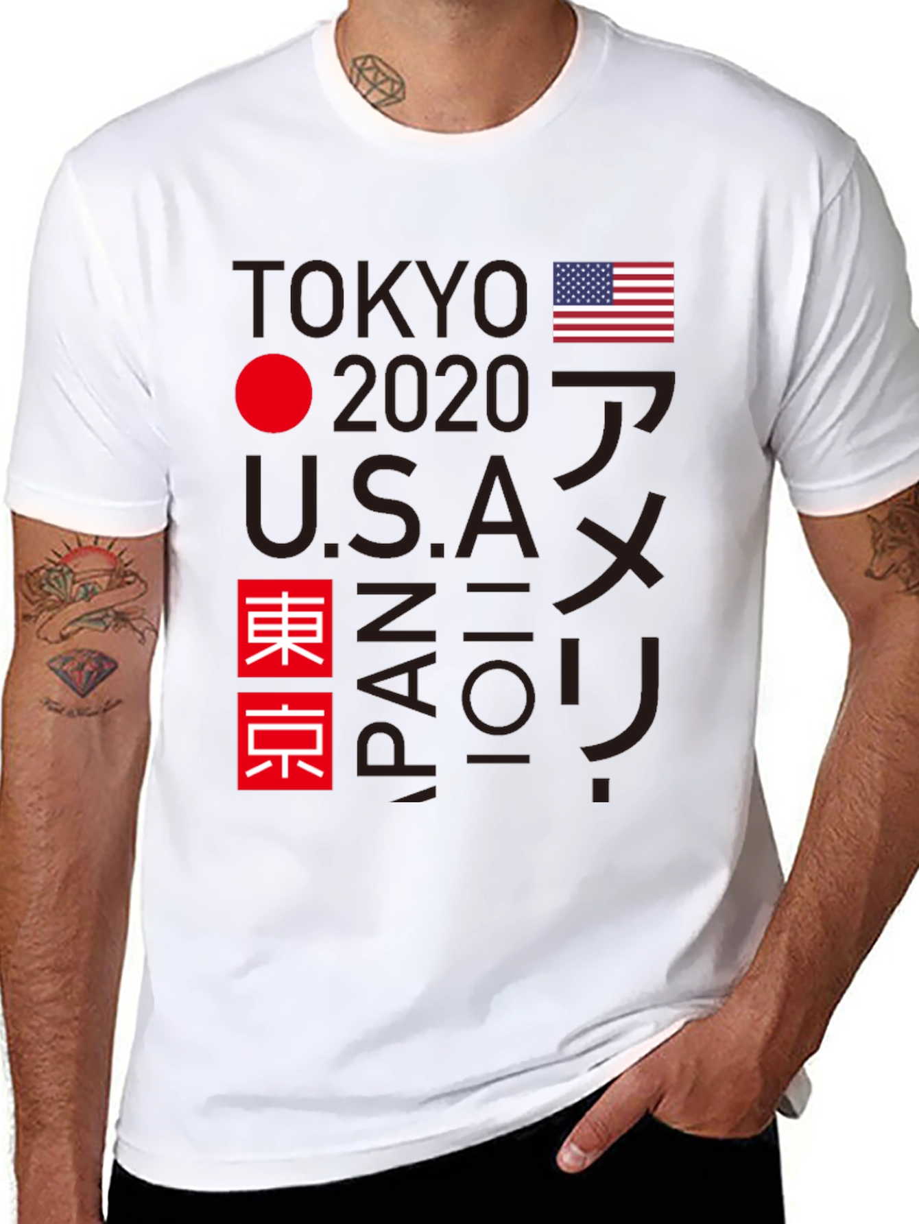 Black Tokyo 2020 USA Japan Graphic Tee view 8