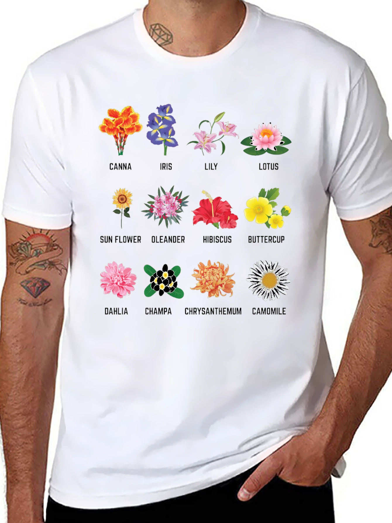 Black Floral Anatomy T-Shirt: Botanical Flower Graphic Tee view 8