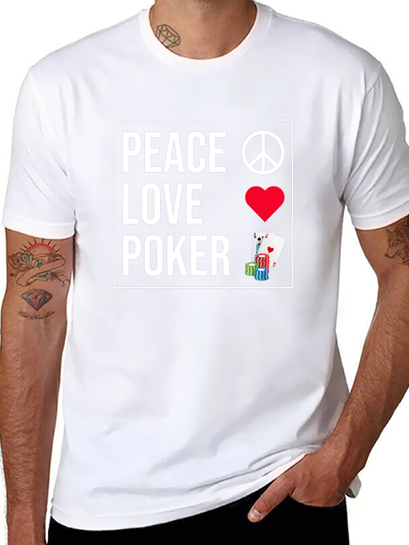 Peace Love Poker T-Shirt - Casino Game Night Apparel - 8