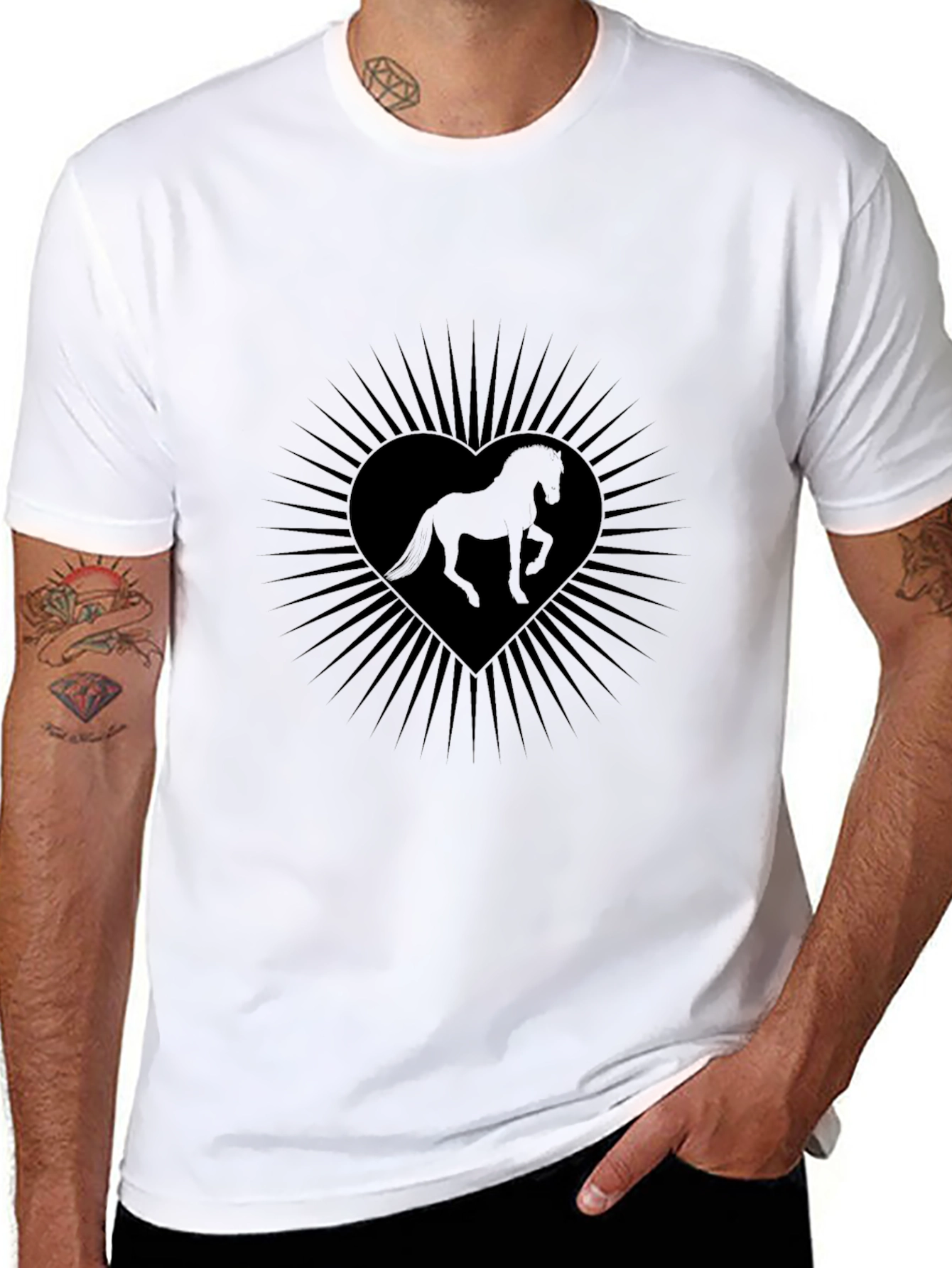 Black Horse Heart Tee - Stylish Graphic T-Shirt view 8