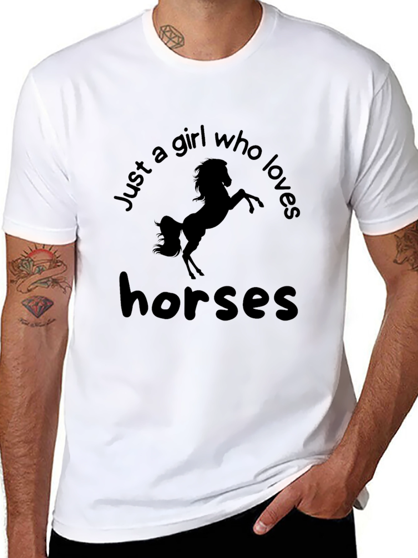 Black Girl Who Loves Horses Black Graphic Tee view 8