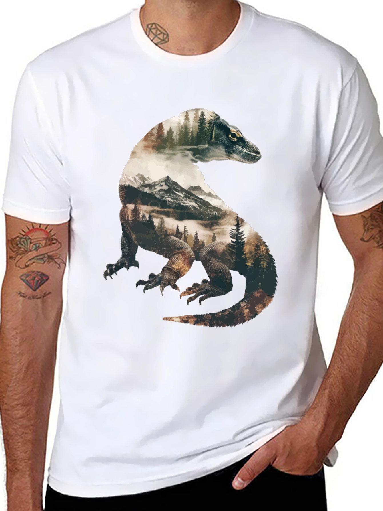 Black Komodo Dragon Nature Graphic Tee view 8