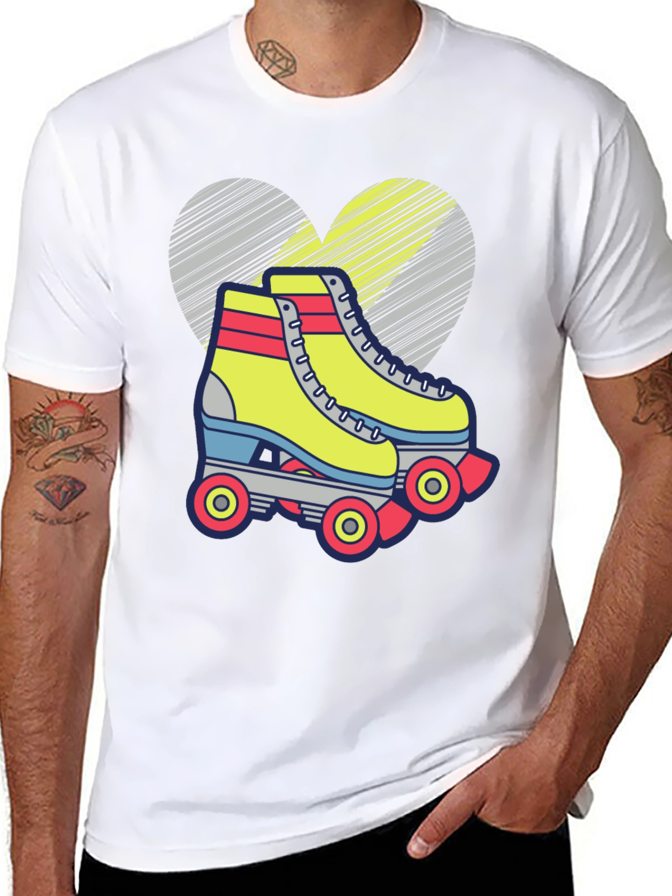 Black Retro Roller Skate T-Shirt - Fun Heart Design view 8