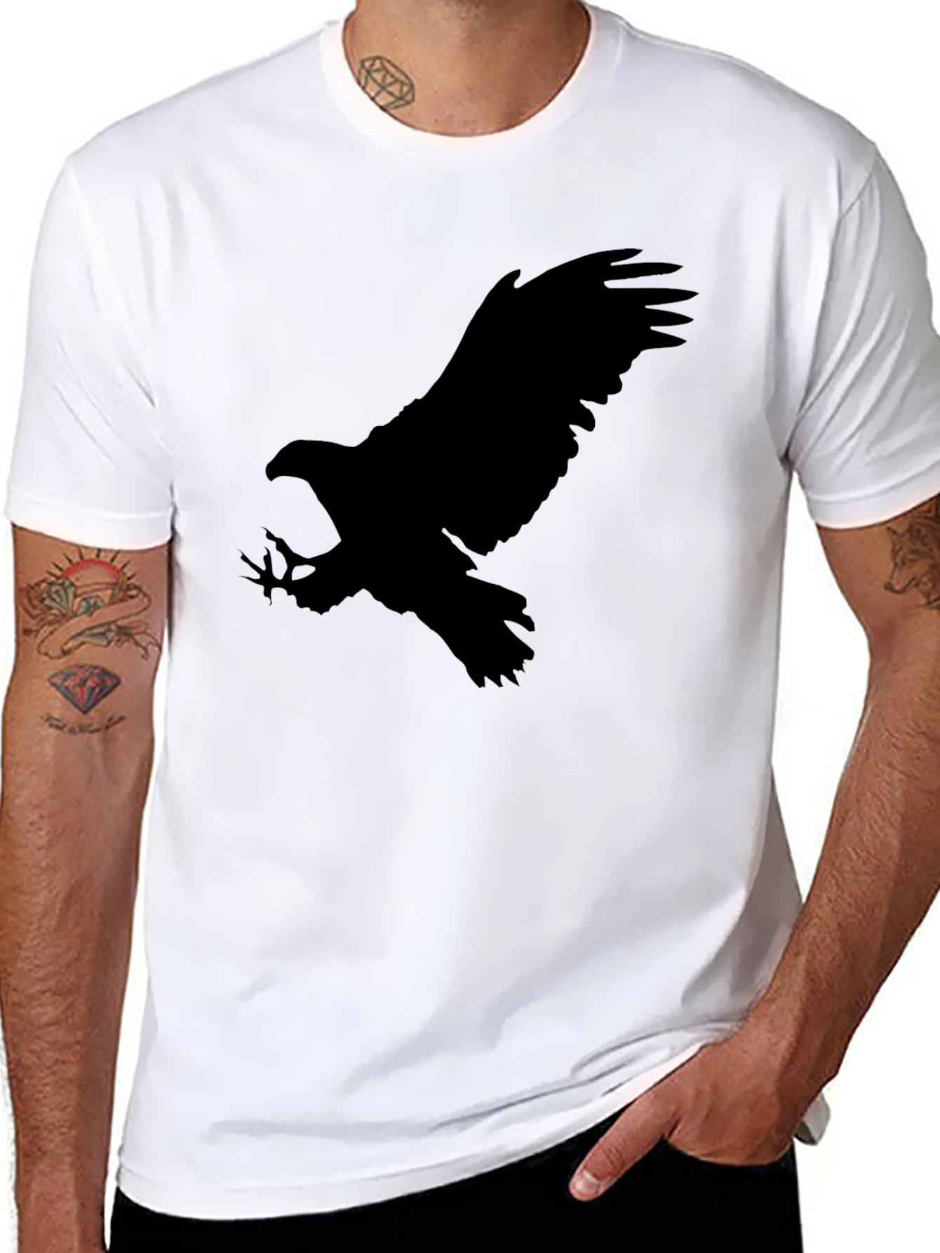 Black Eagle Silhouette Black Graphic Tee view 8