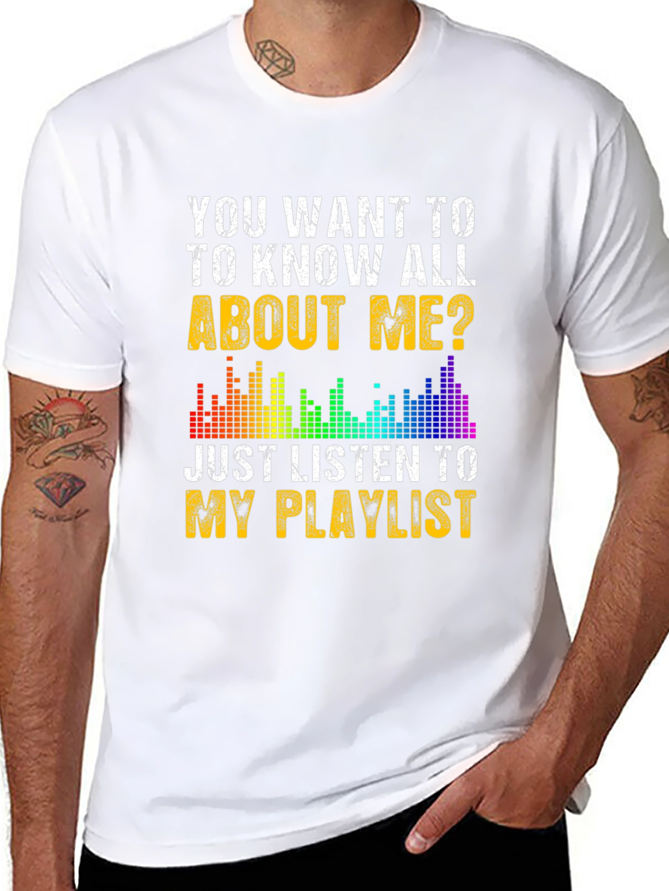 Black Listen to My Playlist Graphic Tee view 8