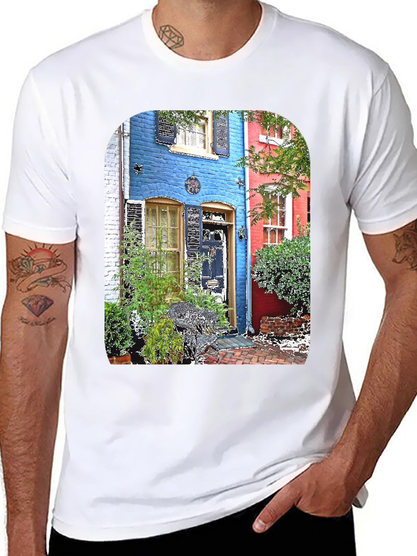 Black Colorful Townhouse T-Shirt view 8