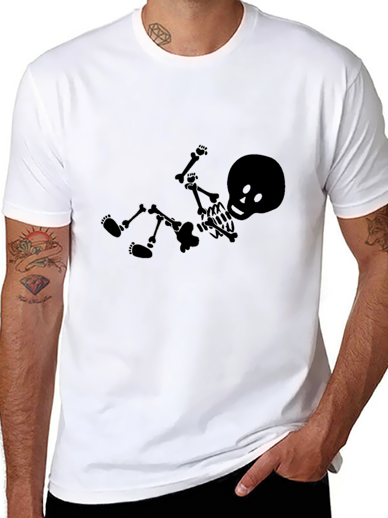 Black Skeleton Baby Graphic Tee - Black view 8