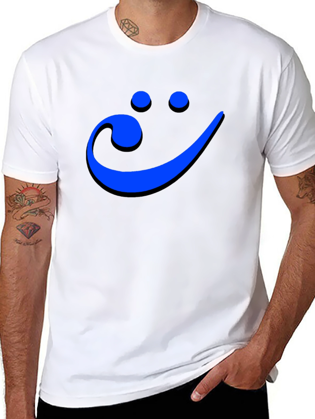 Black Smiley Face Musical Note Men's Graphic Tee view 8