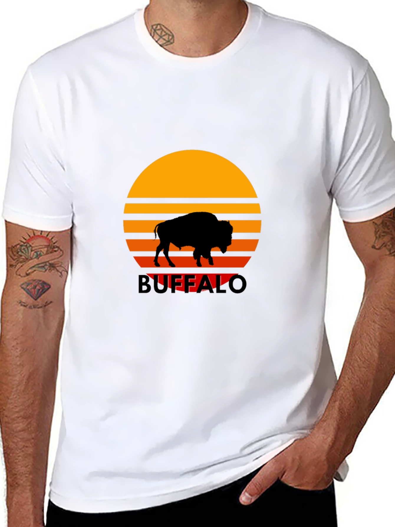 Black Buffalo Sunset Graphic Tee - Retro Style view 8