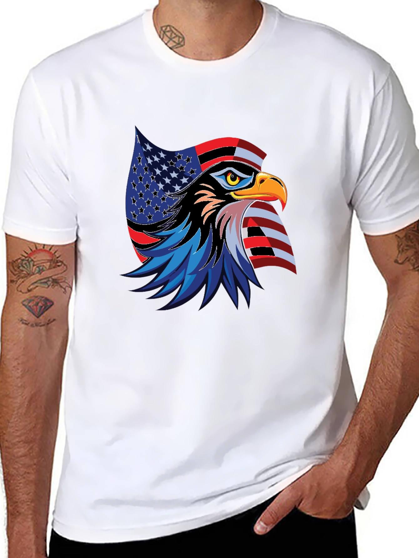 Black Patriotic Eagle Graphic T-Shirt view 8