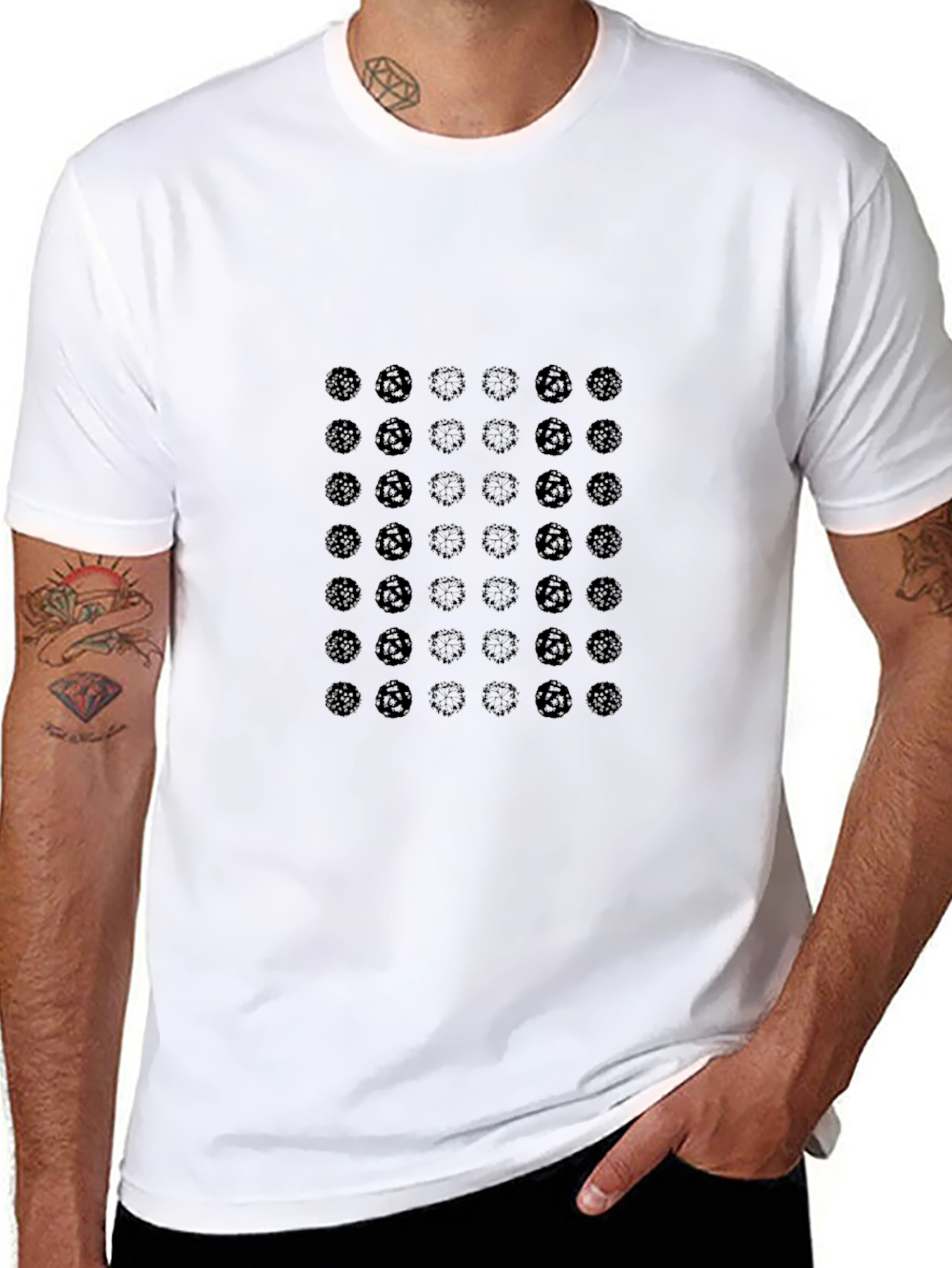 Black Men's Black Graphic Print T-Shirt view 8