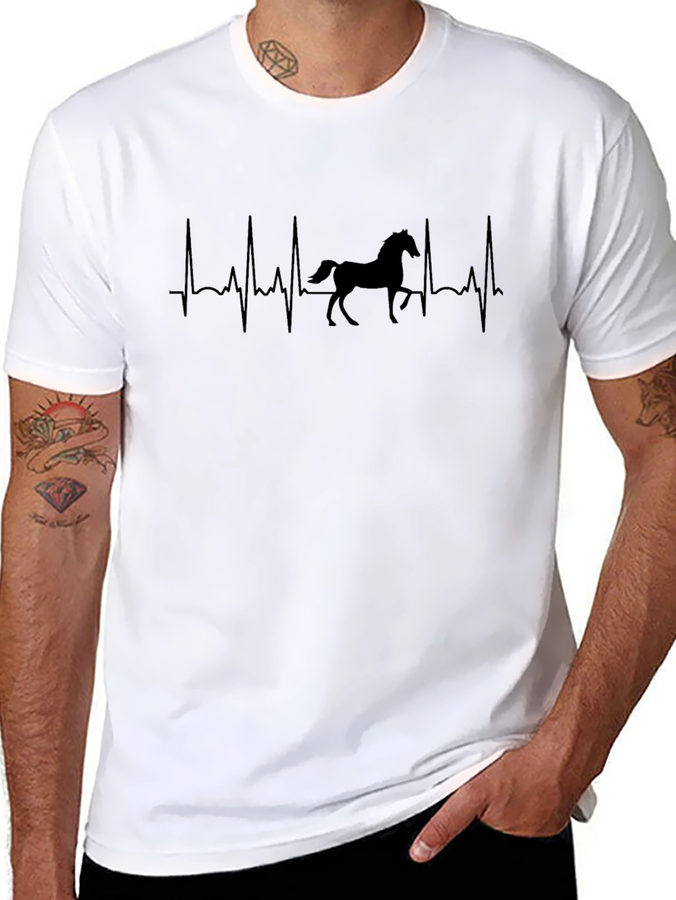 Black Horse Heartbeat T-Shirt - Equestrian Lover Tee view 8