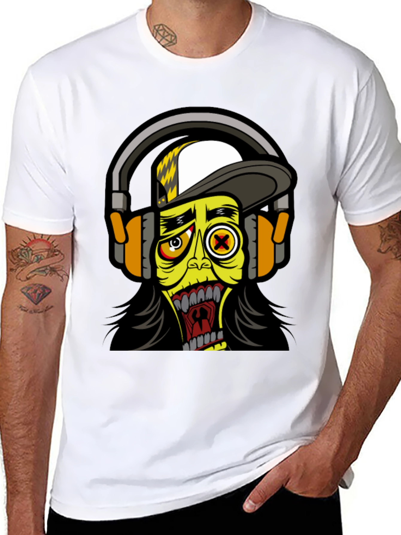 Black Cartoon Zombie Graphic Tee view 8