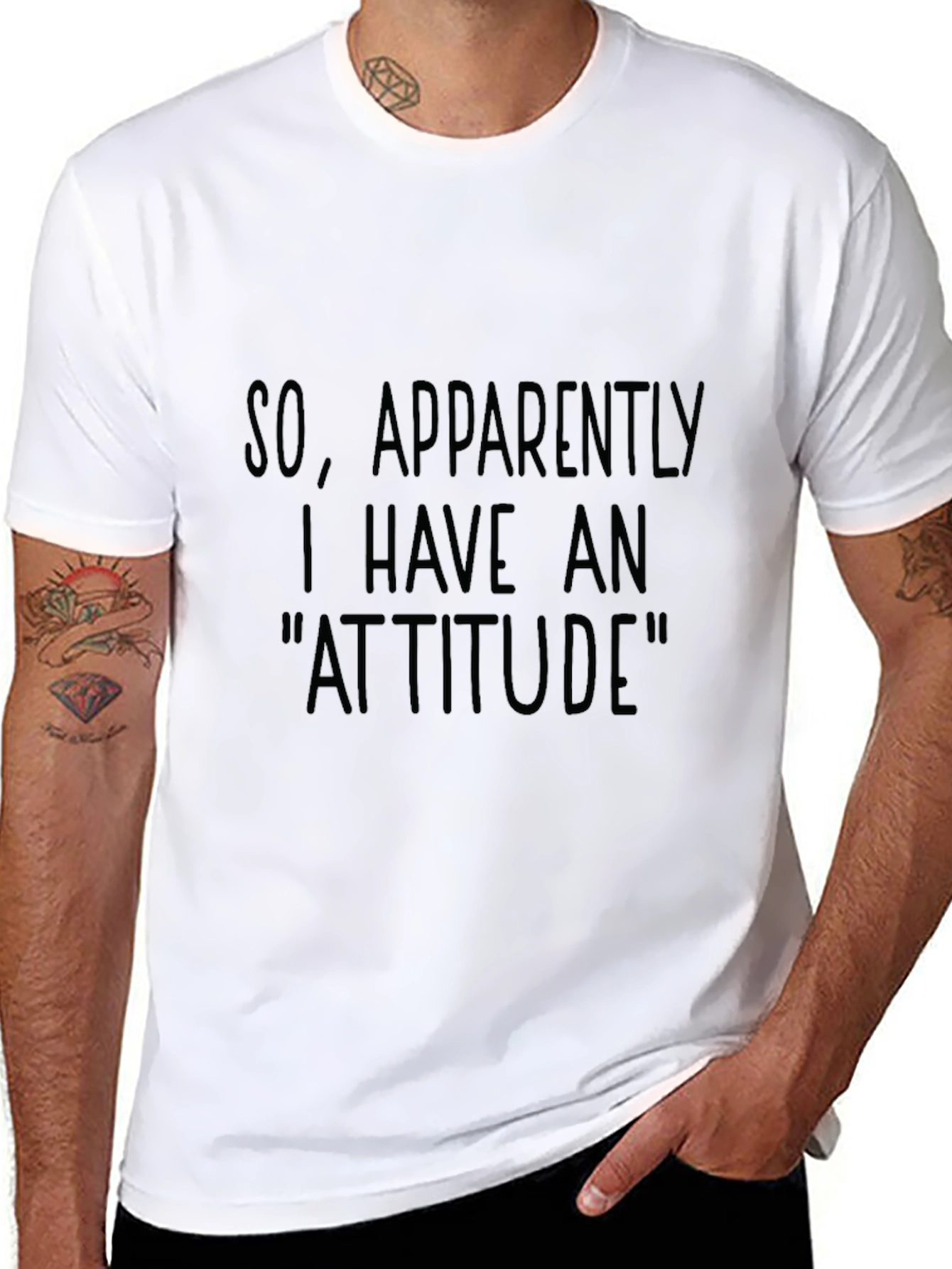 Black Funny Attitude Graphic Tee - Unisex Black Cotton T-Shirt view 8