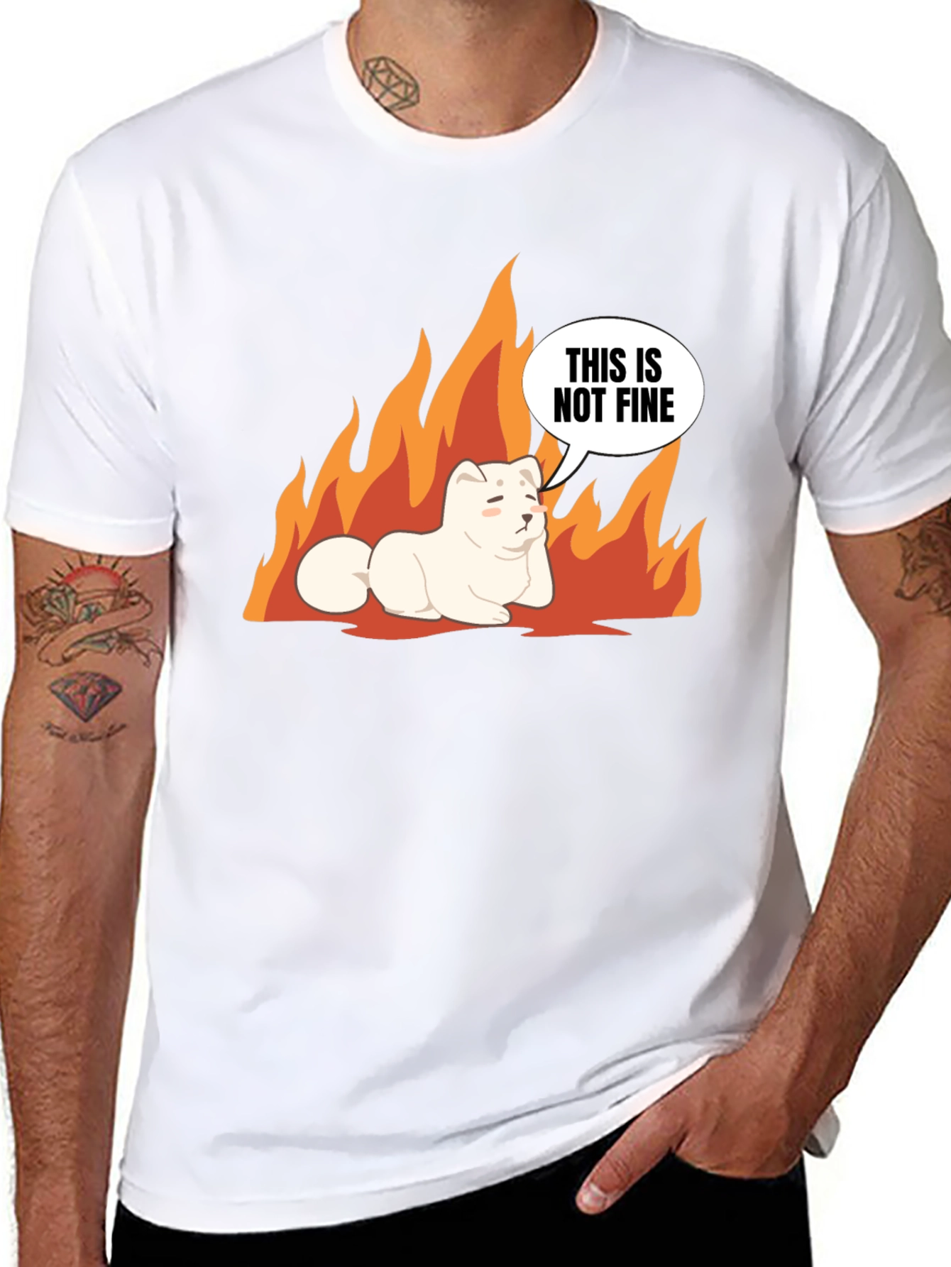 Black This Is Not Fine Dog Meme T-Shirt view 8