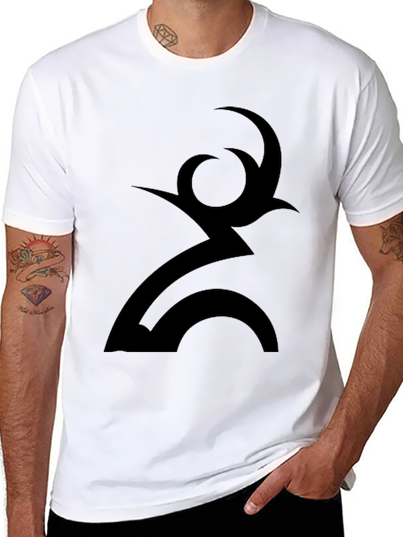 Abstract Symbol Graphic Black T-Shirt - 8