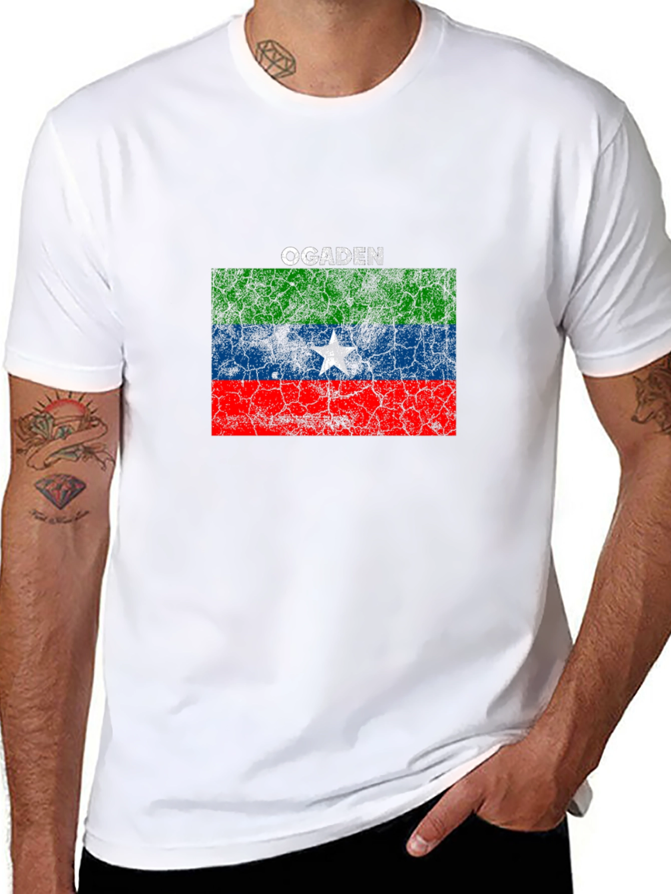 Black Ogaden Flag Graphic Black T-Shirt view 8