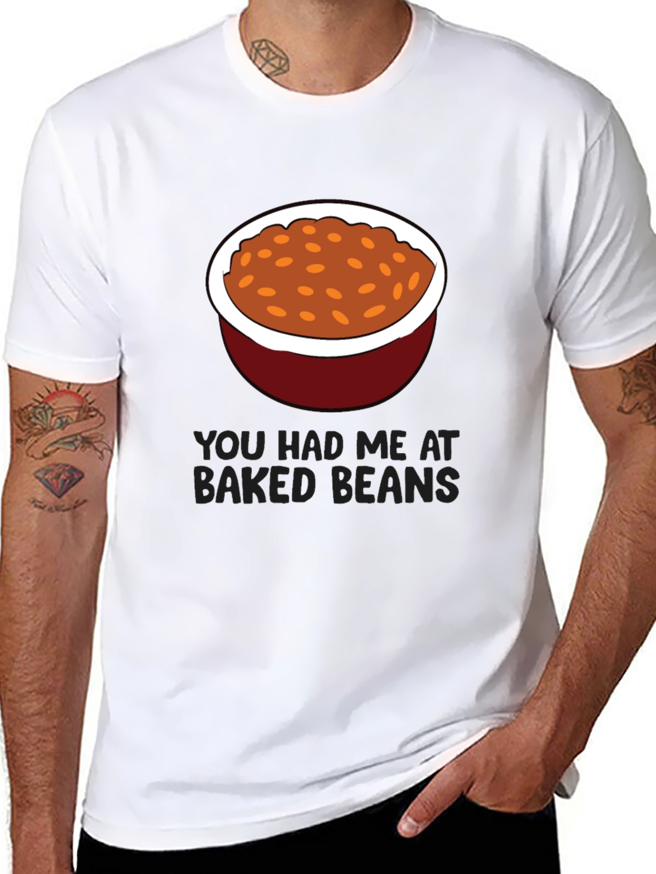 Black Baked Beans Graphic Tee - Funny Food Lover's T-Shirt view 8