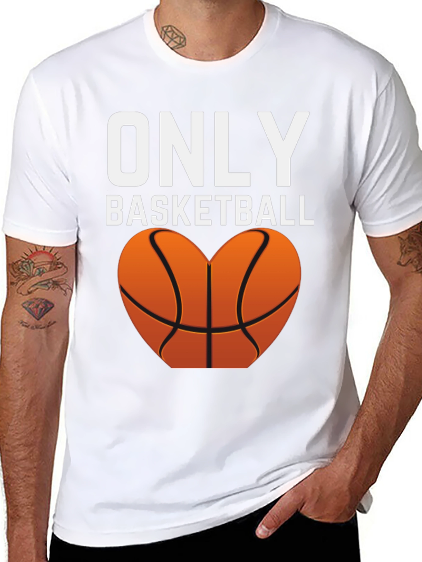 Black Only Basketball Heart Graphic Tee view 8