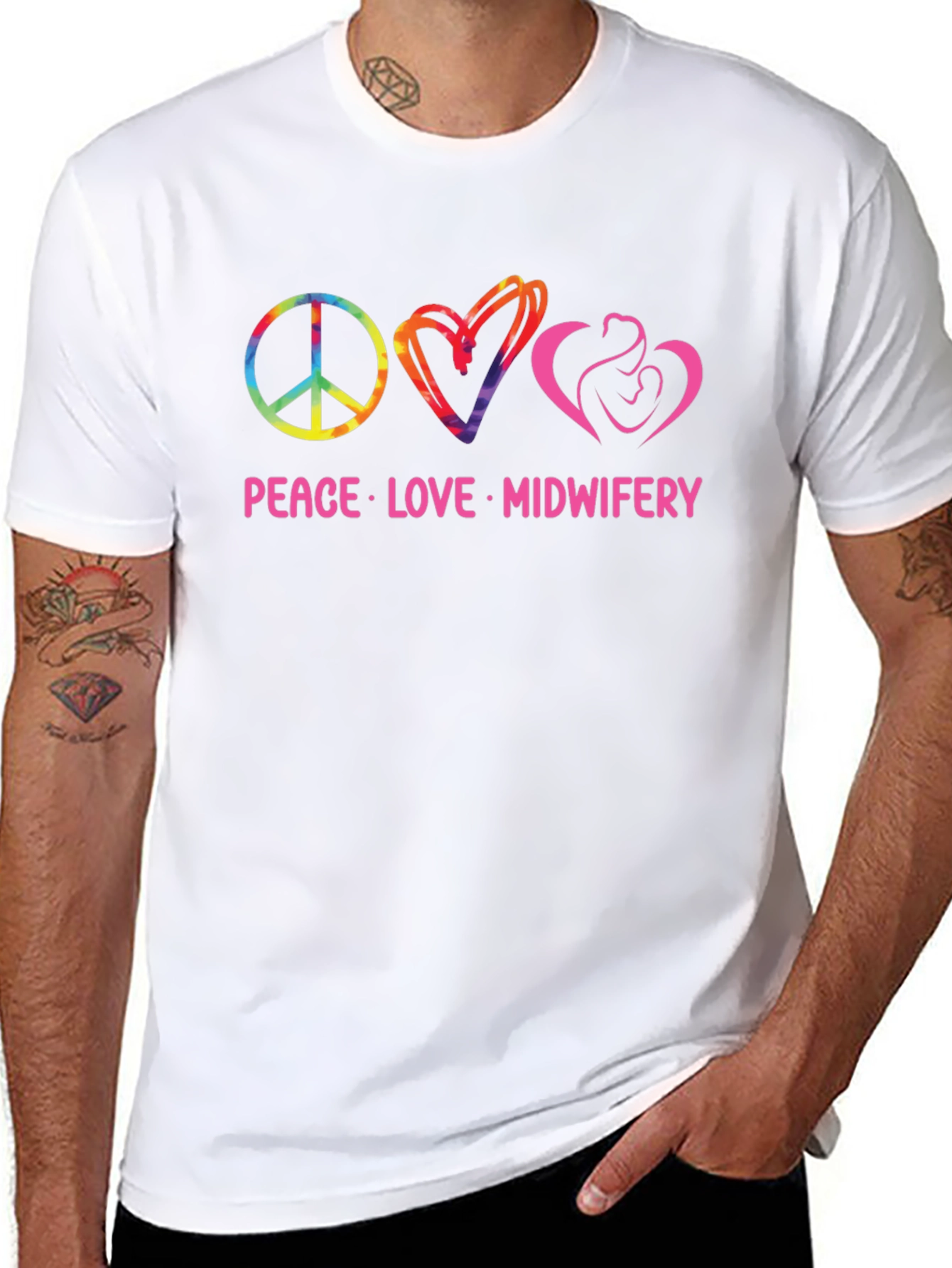 Black Peace Love Midwifery Graphic T-Shirt view 8