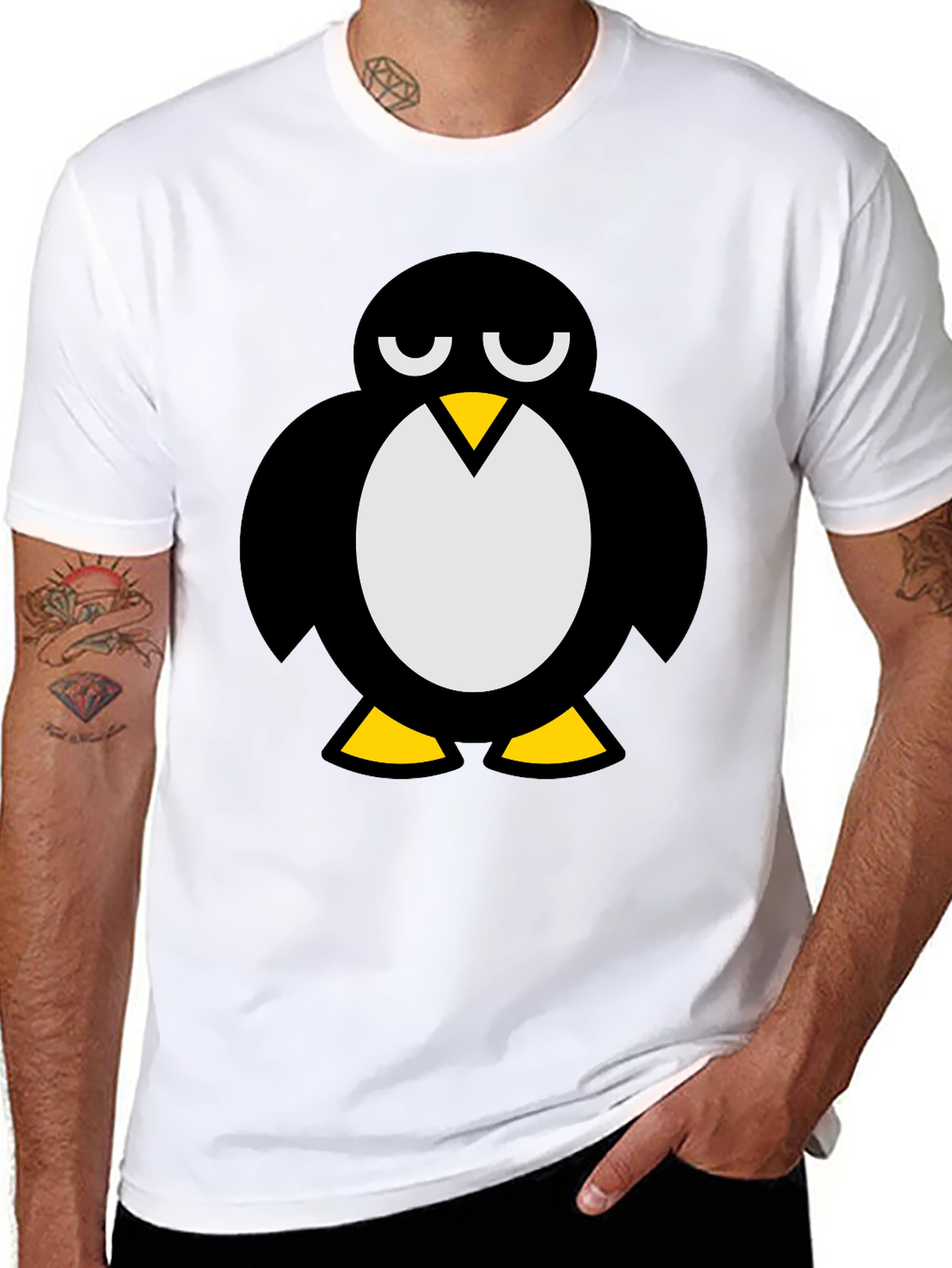 Black Cool Penguin Graphic T-Shirt - Black view 8
