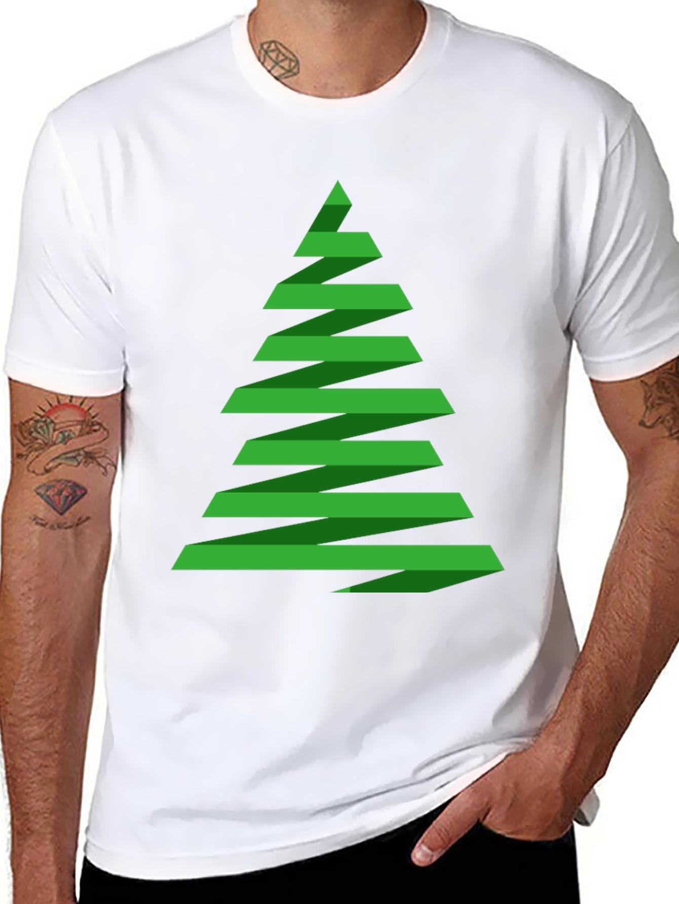 Black Abstract Christmas Tree Graphic Tee - Holiday Shirt view 8