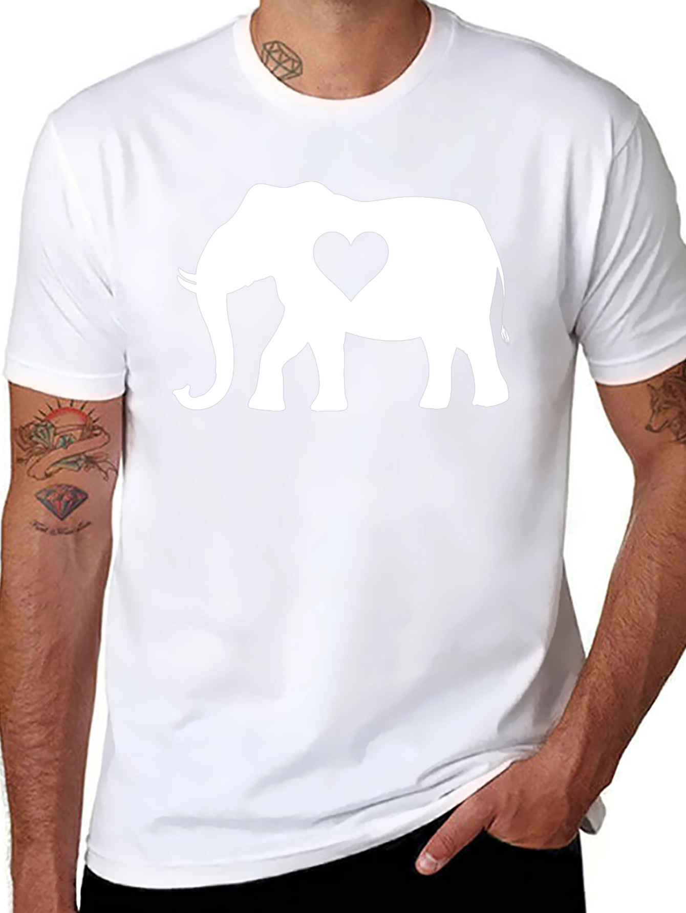 Black Elephant Heart Graphic Tee - Black Cotton Blend view 8
