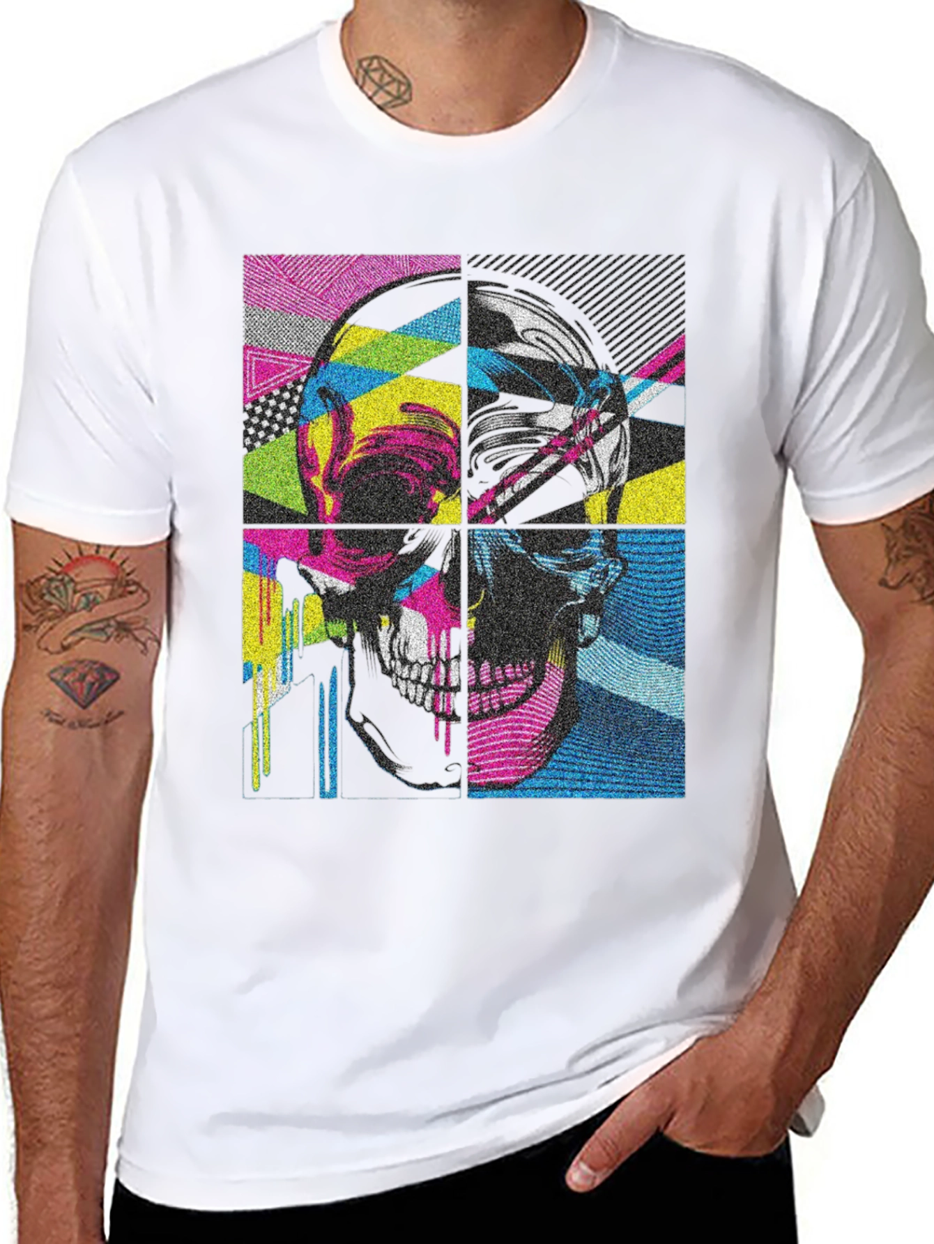 Black Pop Art Skull Graphic Tee - Black view 8
