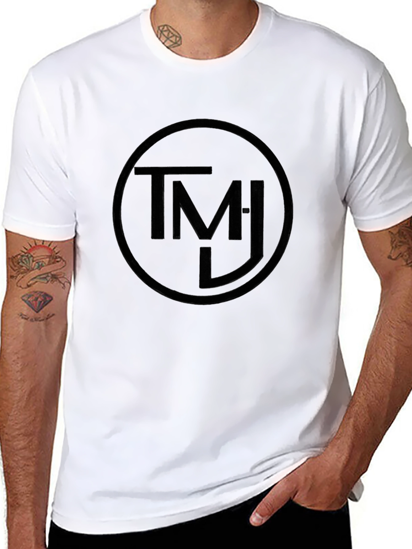 Black Black TMJ Circle Graphic Tee - Soft Cotton Blend view 8